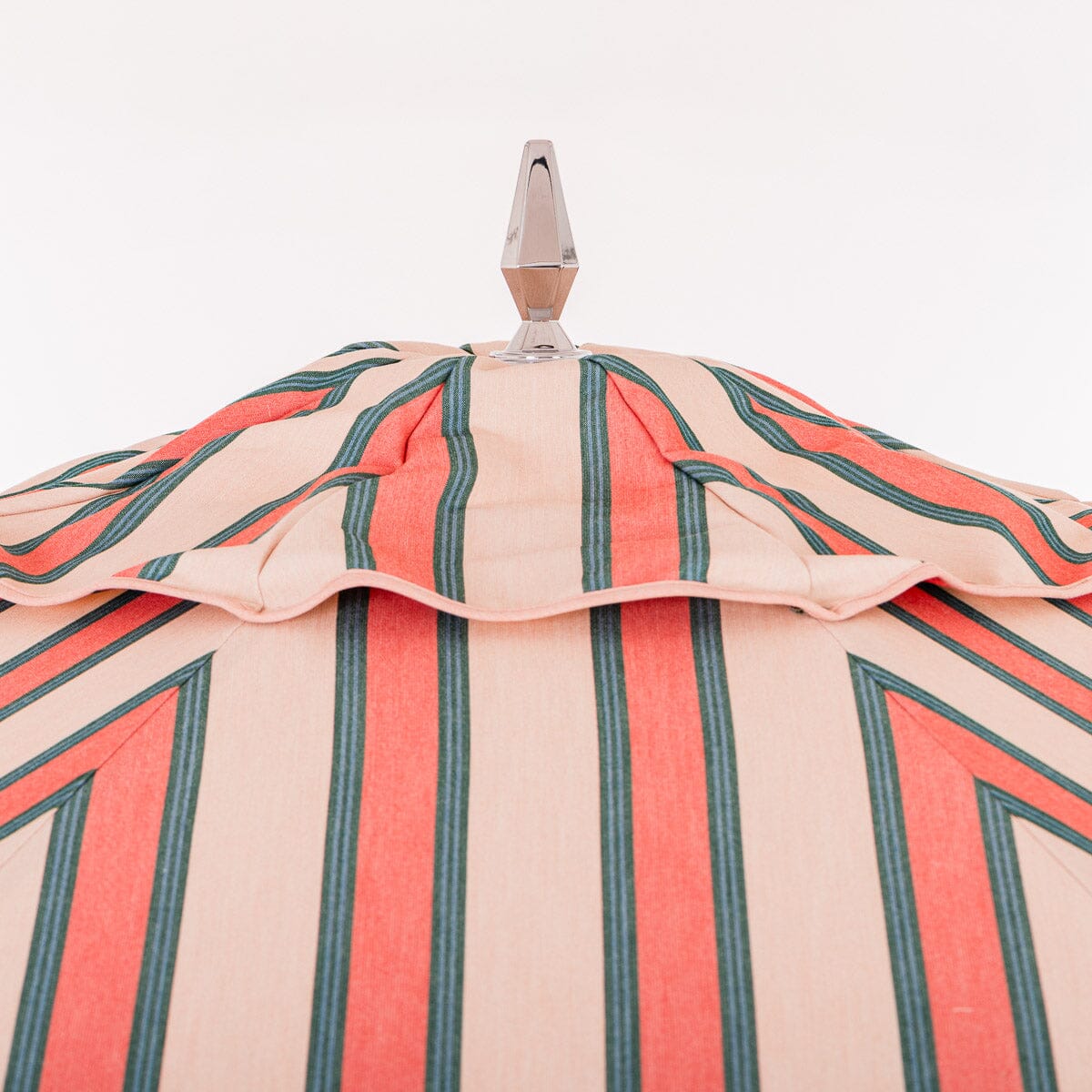 The Resort Market Umbrella in Bistro Pink Stripe | 12' Antique White Frame Bundle Business & Pleasure Co.