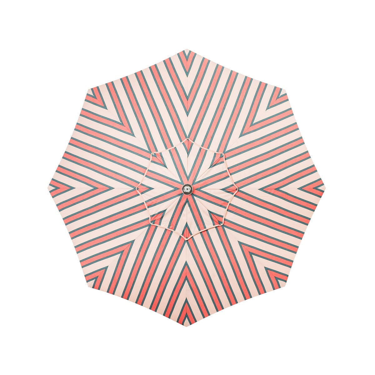 The Resort Market Umbrella in Bistro Pink Stripe | 8' Antique White Frame Bundle Business & Pleasure Co.