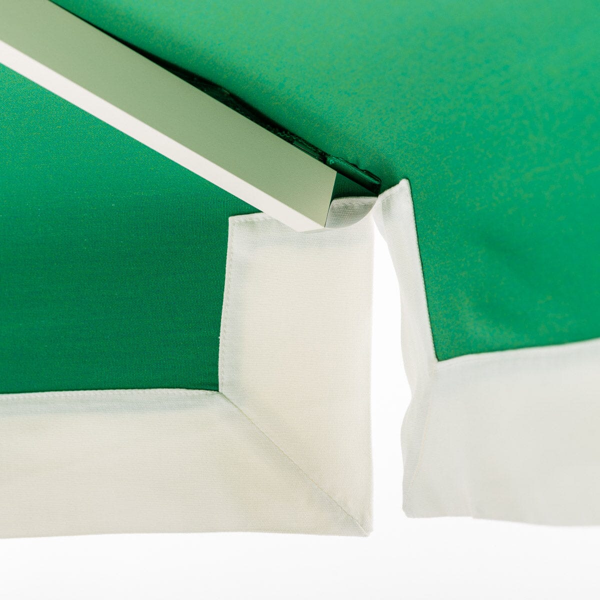 The Resort Market Umbrella in Border Valance Canyon Green | 12' Antique White Frame Bundle Business & Pleasure Co.