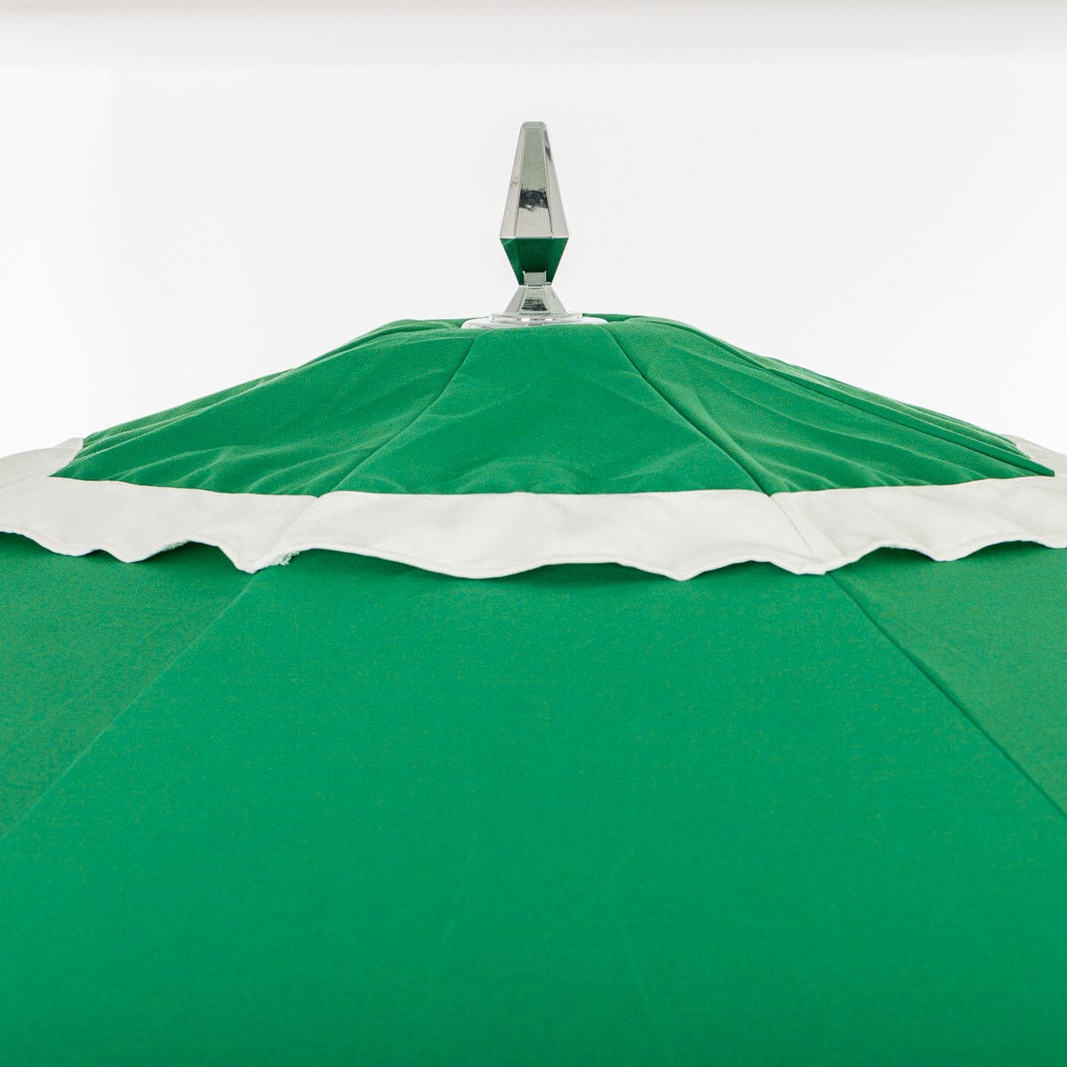 The Resort Market Umbrella in Border Valance Canyon Green | 12' Antique White Frame Bundle Business & Pleasure Co.