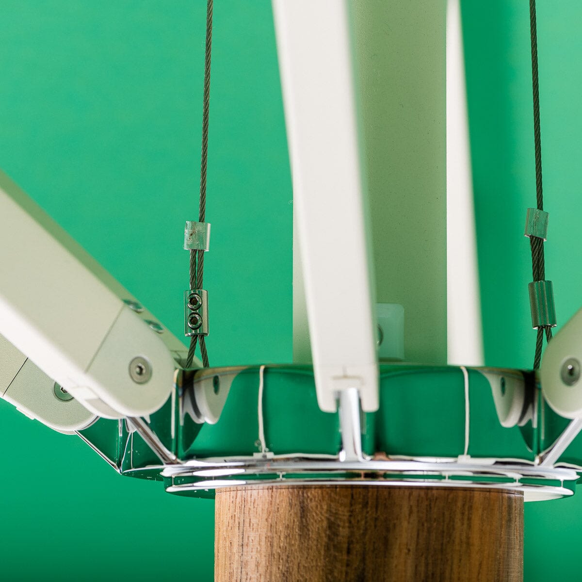 The Resort Market Umbrella in Border Valance Canyon Green | 12' Antique White Frame Bundle Business & Pleasure Co.