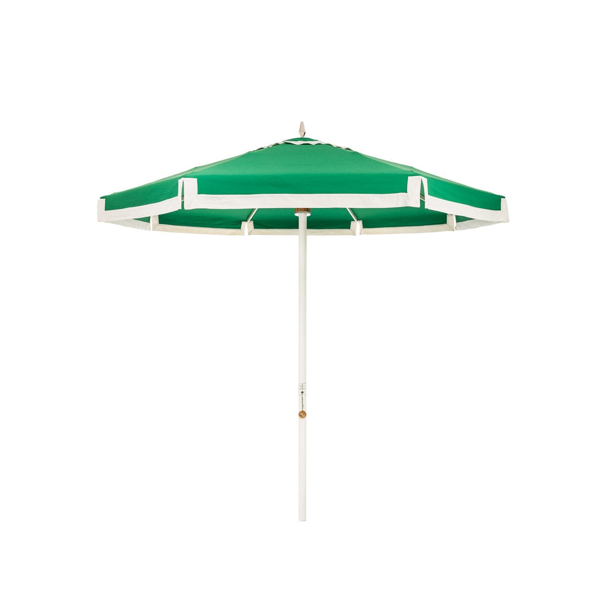 The Resort Market Umbrella in Border Valance Canyon Green | 8' Antique White Frame Bundle Business & Pleasure Co.