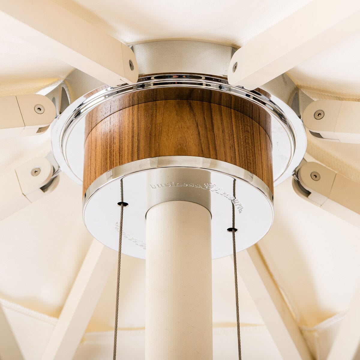 The Resort Market Umbrella in Border Valance Le Sirenuse | 12' Antique White Frame Bundle Business & Pleasure Co.