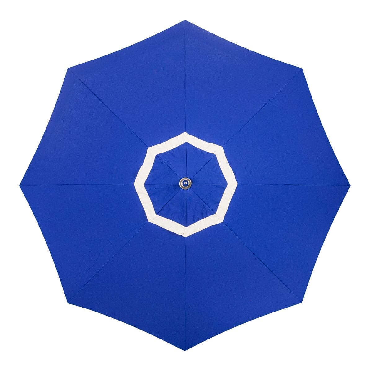 The Resort Market Umbrella in Border Valance Mediterranean Blue | 10' Antique White Frame Bundle Business & Pleasure Co.