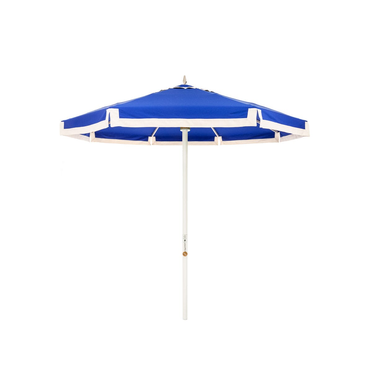 The Resort Market Umbrella in Border Valance Mediterranean Blue | 8' Antique White Frame Bundle Business & Pleasure Co.