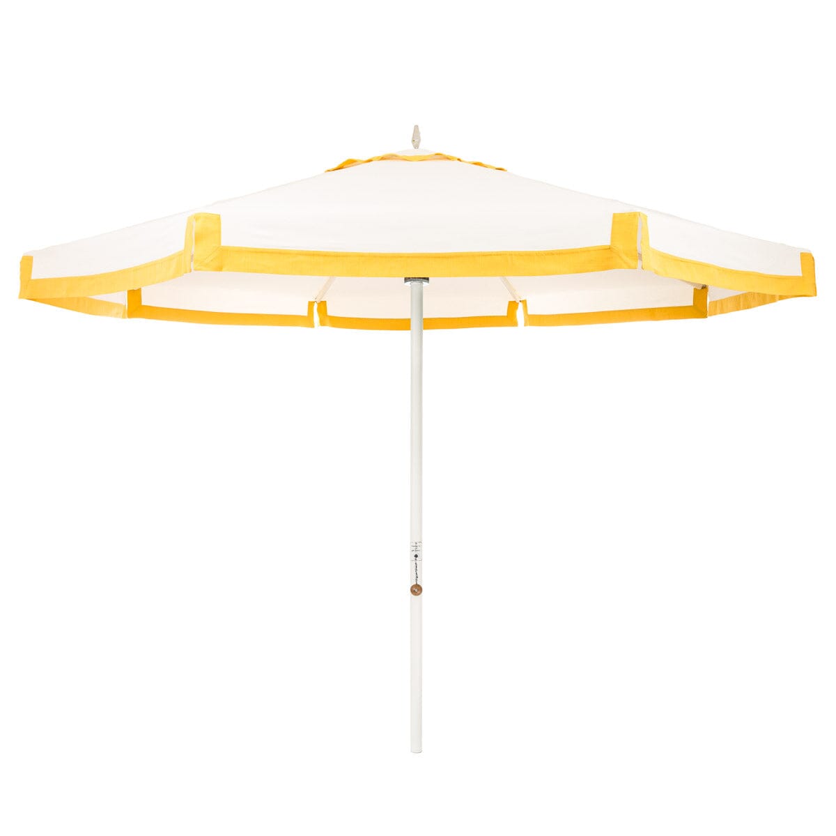The Resort Market Umbrella in Border Valance Mimosa Yellow | 10' Antique White Frame Bundle Business & Pleasure Co.
