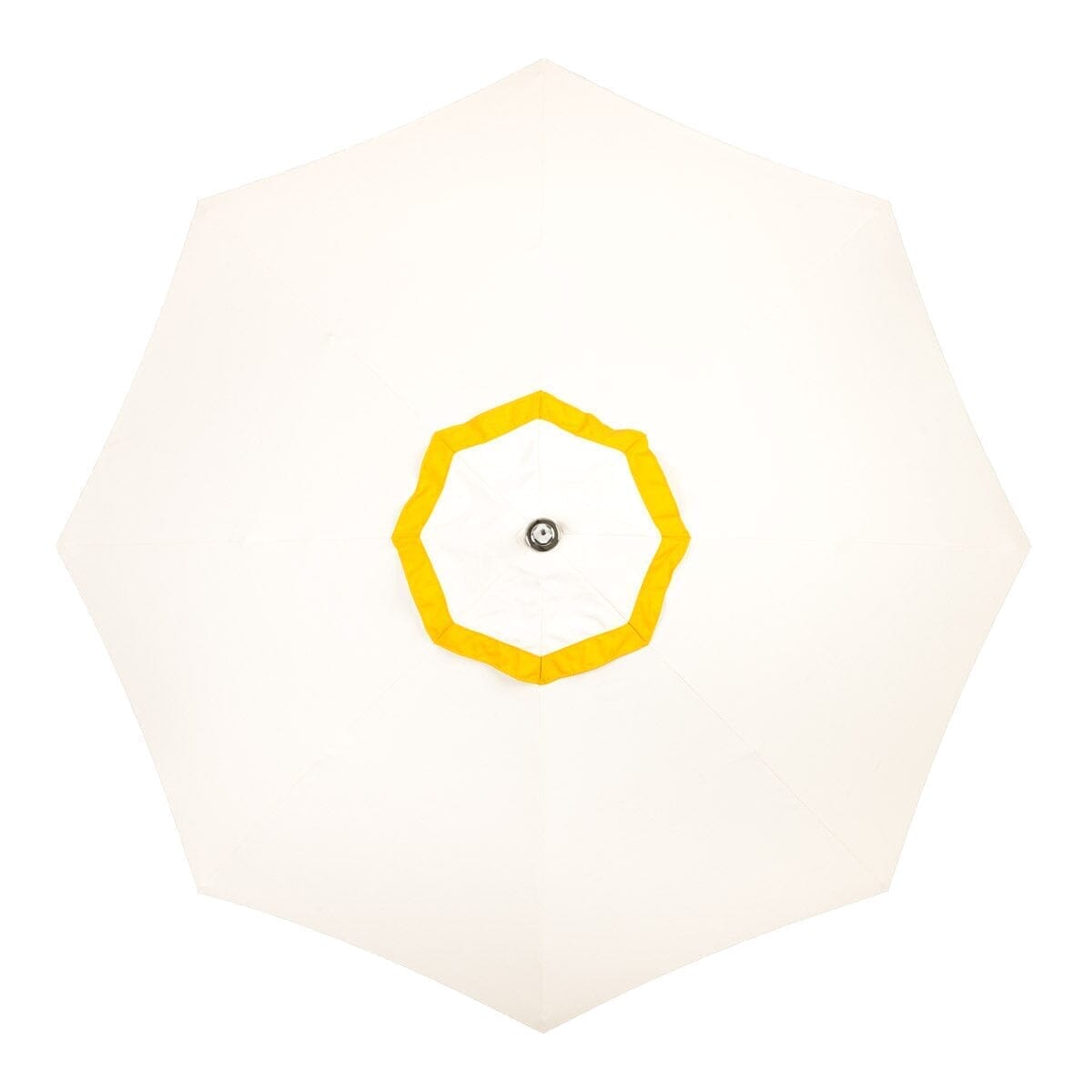 The Resort Market Umbrella in Border Valance Mimosa Yellow | 10' Antique White Frame Bundle Business & Pleasure Co.