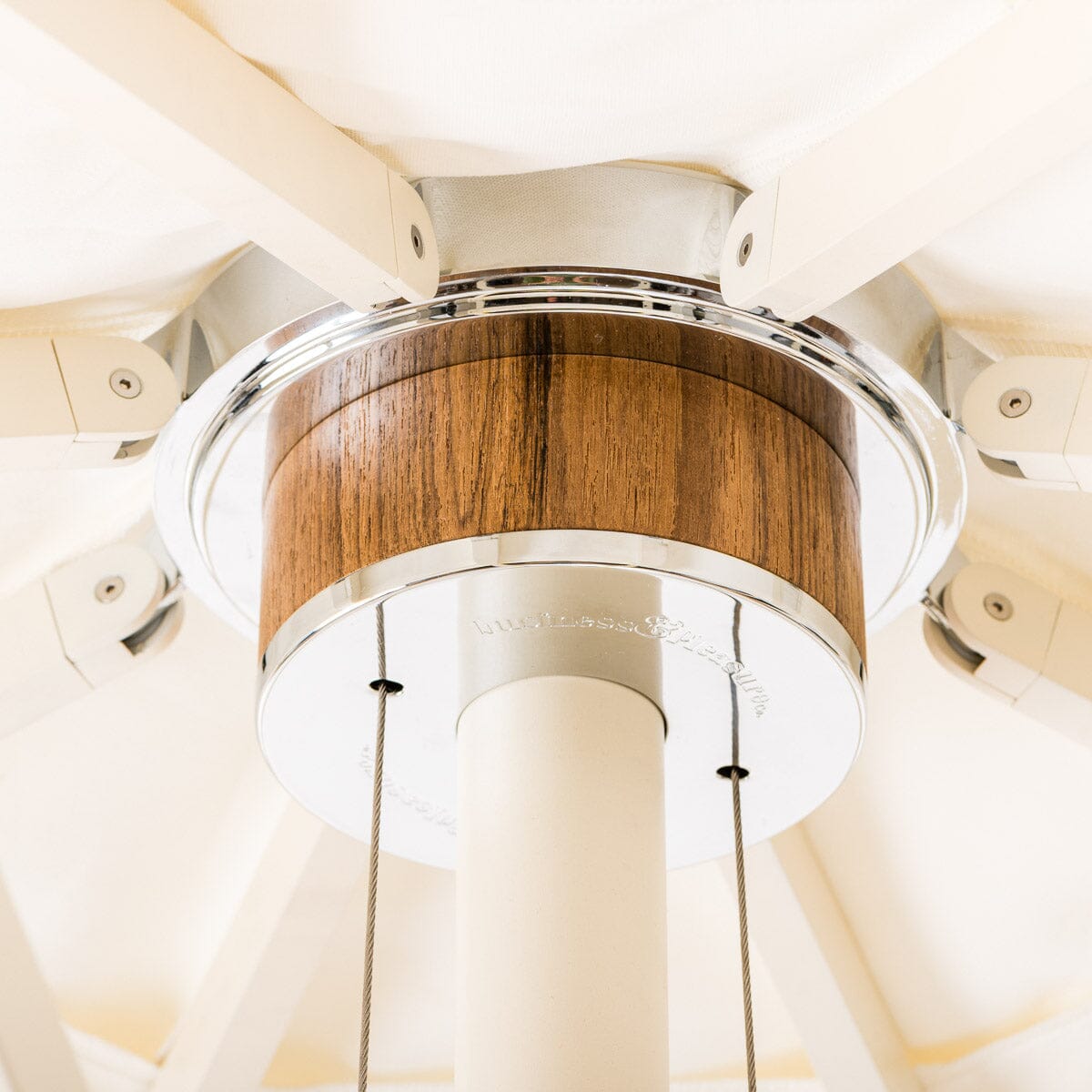 The Resort Market Umbrella in Border Valance Mimosa Yellow | 10' Antique White Frame Bundle Business & Pleasure Co.