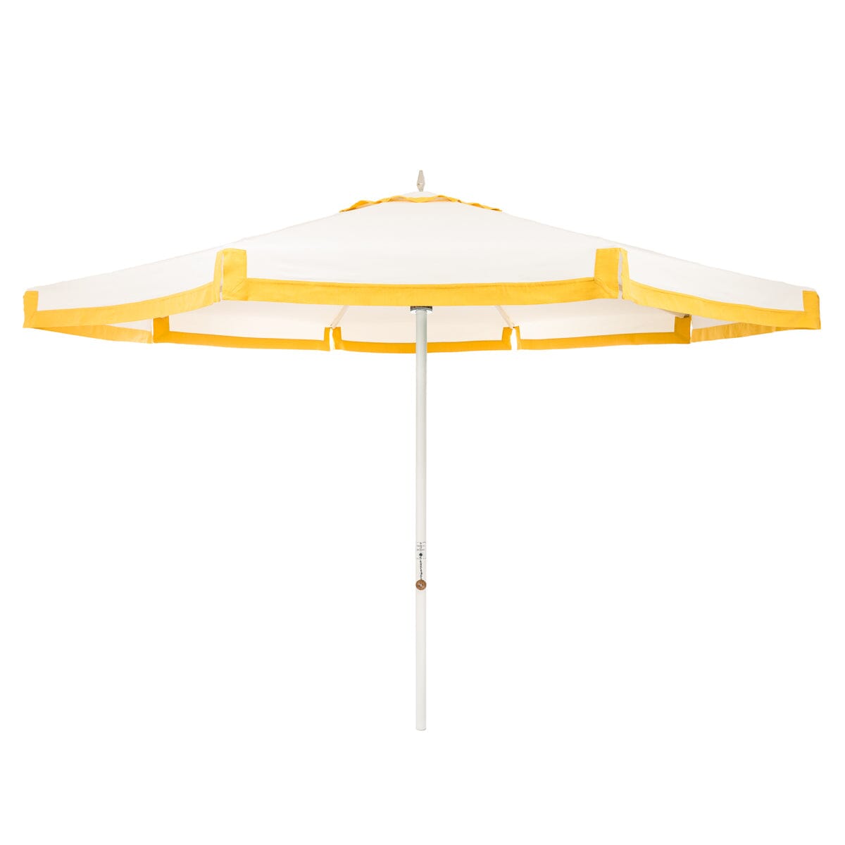 The Resort Market Umbrella in Border Valance Mimosa Yellow | 12' Antique White Frame Bundle Business & Pleasure Co.
