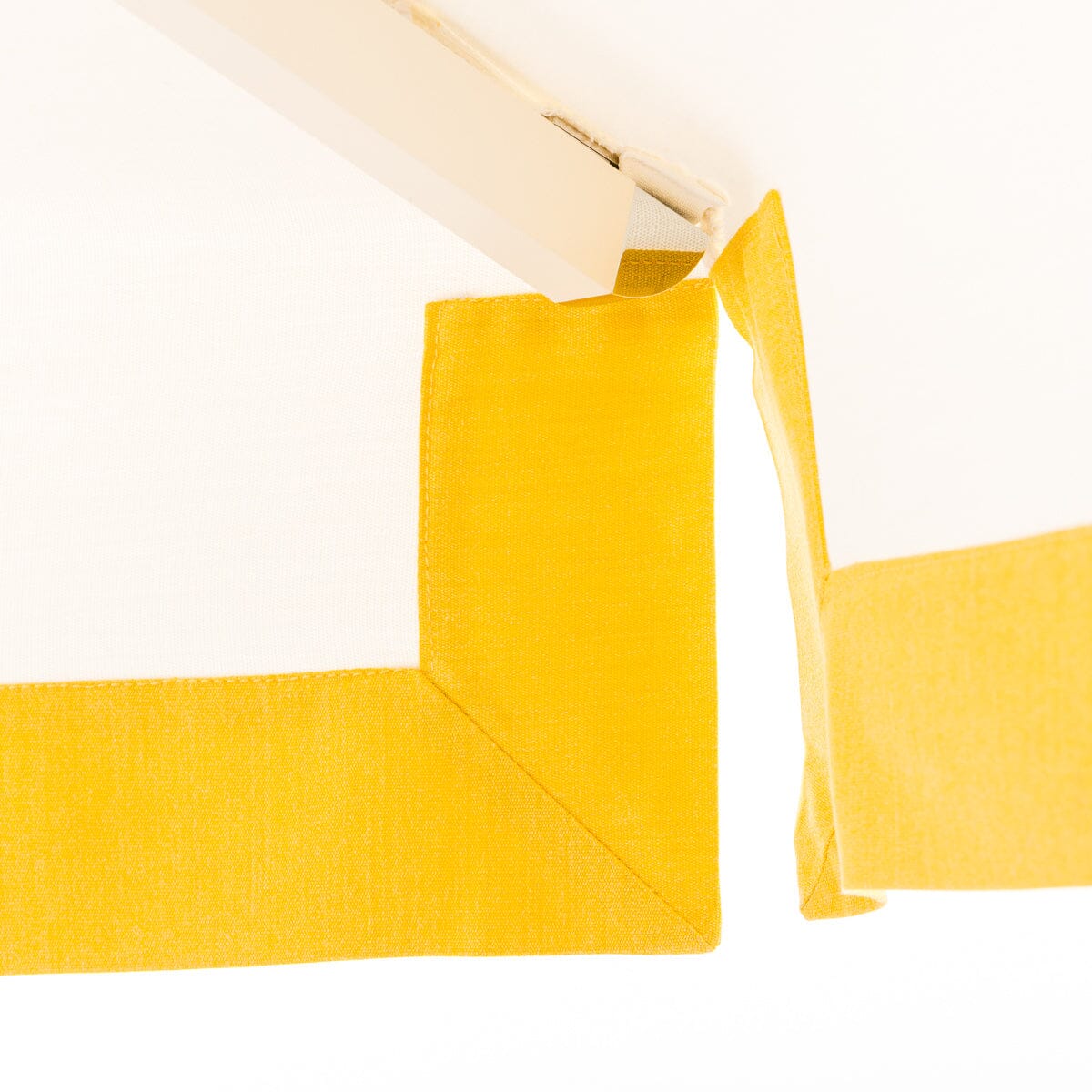 The Resort Market Umbrella in Border Valance Mimosa Yellow | 12' Antique White Frame Bundle Business & Pleasure Co.