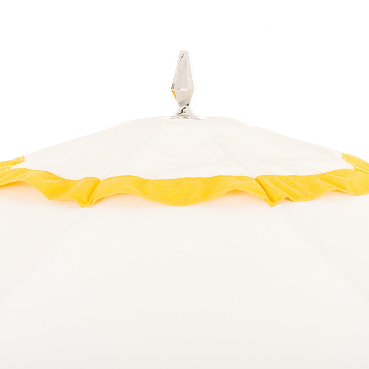 The Resort Market Umbrella in Border Valance Mimosa Yellow | 12' Antique White Frame Bundle Business & Pleasure Co.