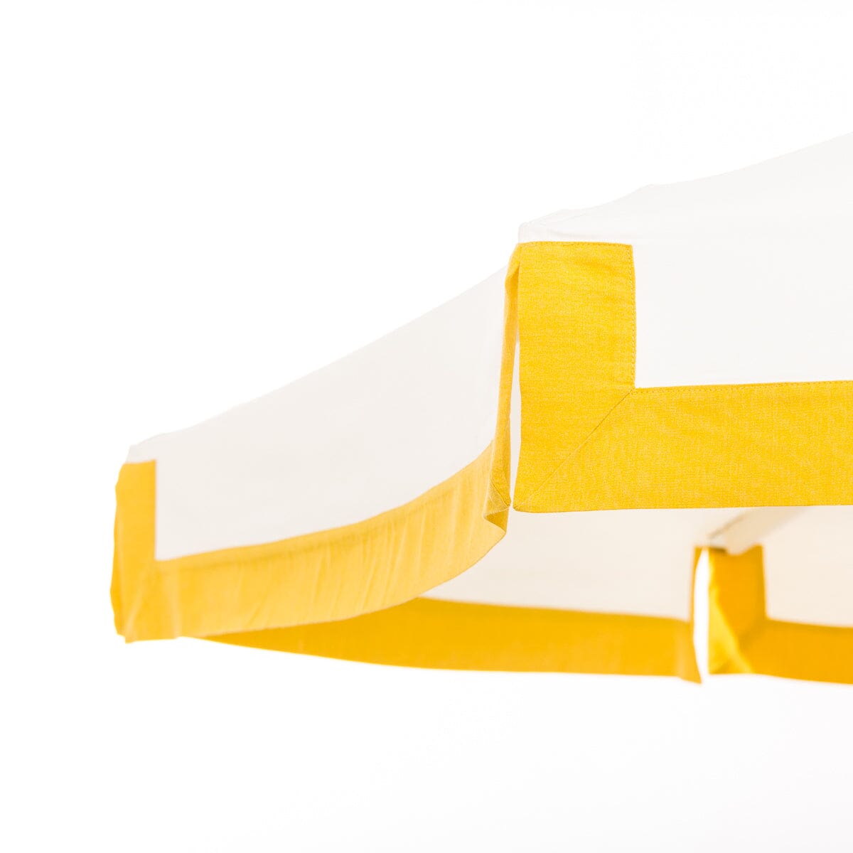 The Resort Market Umbrella in Border Valance Mimosa Yellow | 12' Antique White Frame Bundle Business & Pleasure Co.