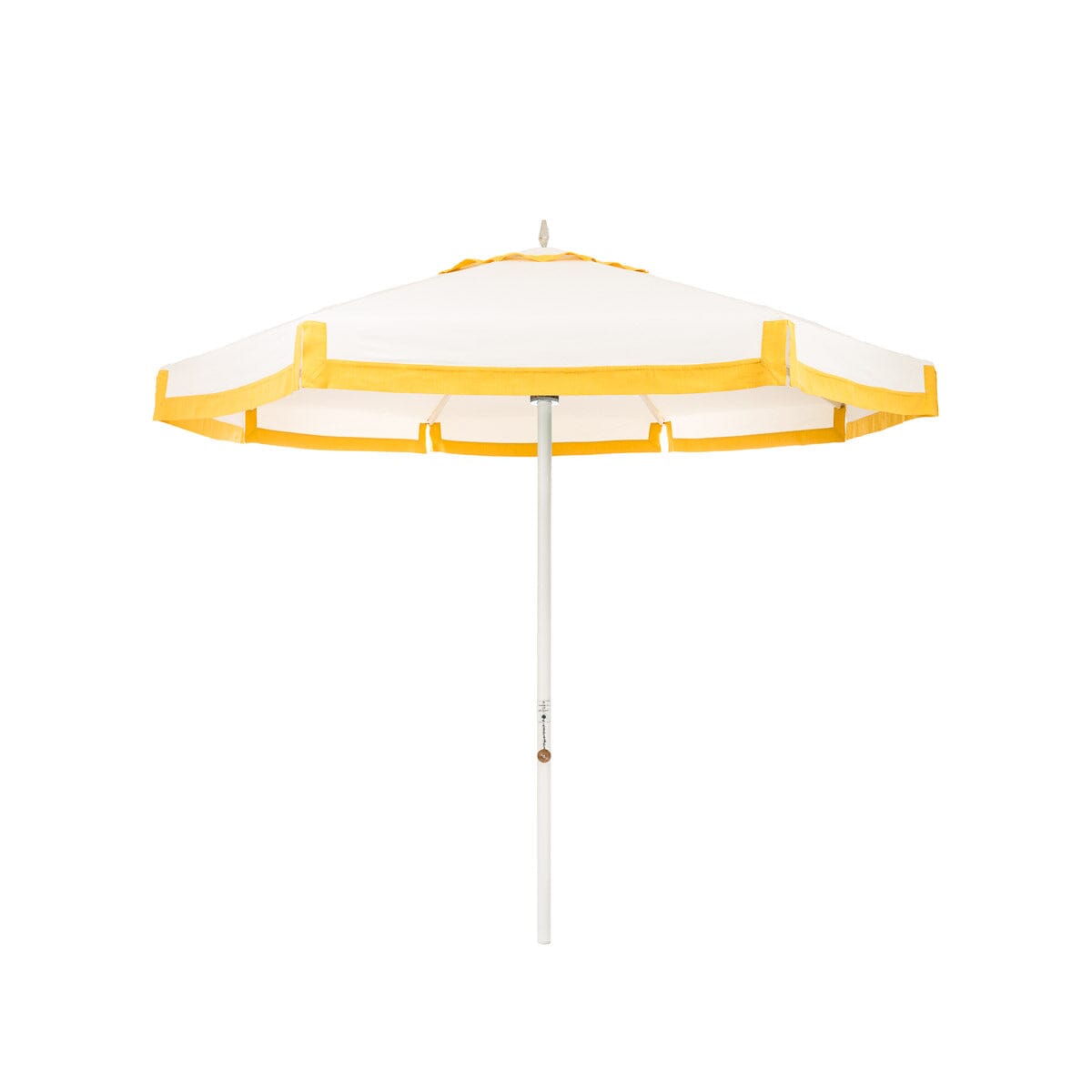 The Resort Market Umbrella in Border Valance Mimosa Yellow | 8' Antique White Frame Bundle Business & Pleasure Co.