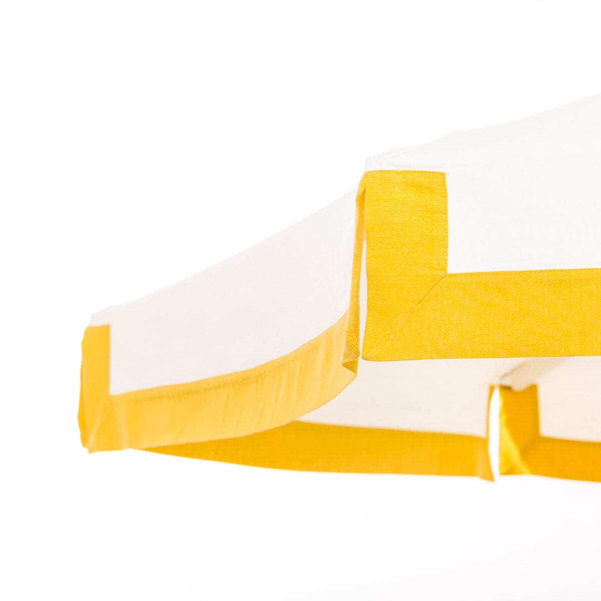 The Resort Market Umbrella in Border Valance Mimosa Yellow | 8' Antique White Frame Bundle Business & Pleasure Co.