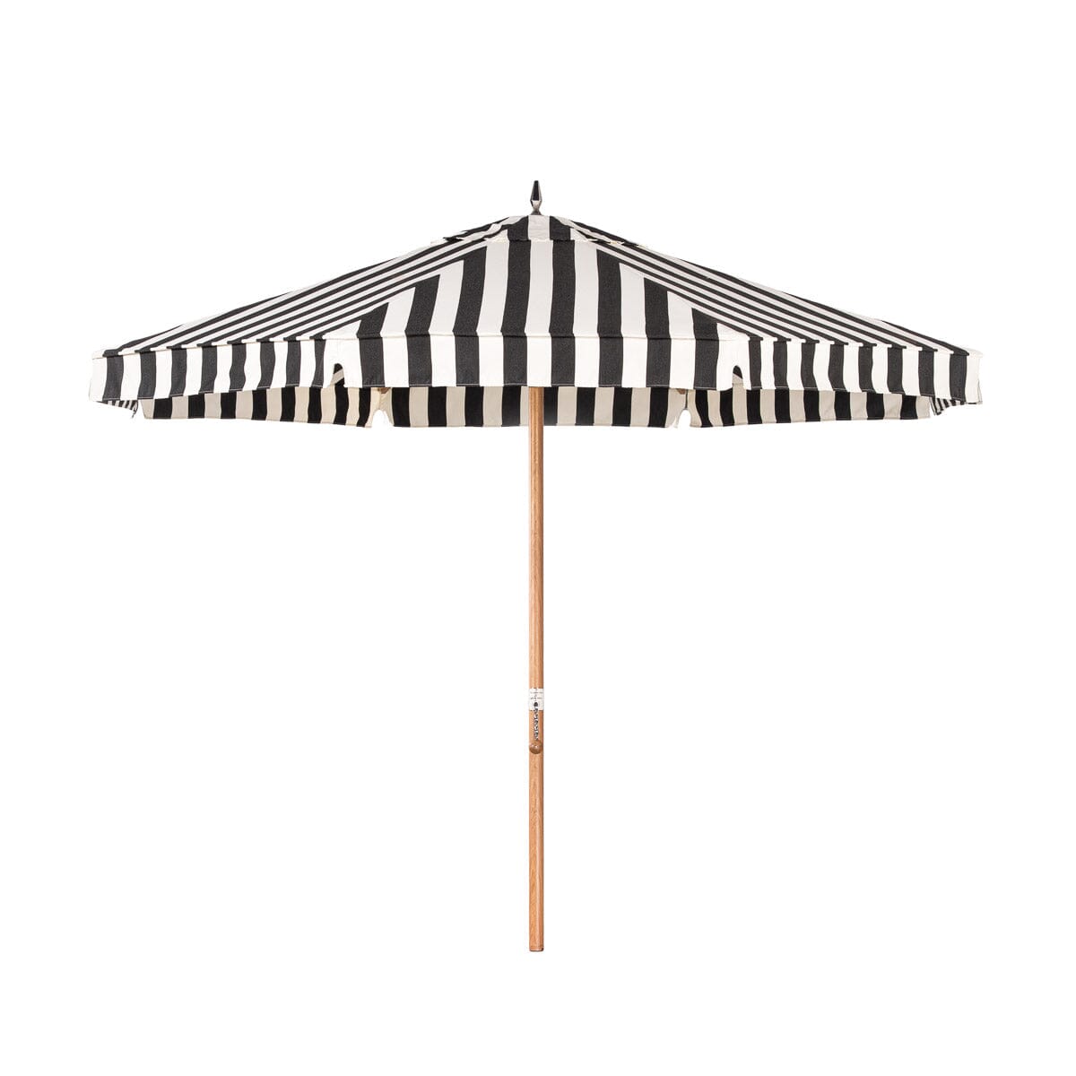 Product image of The Resort Market Umbrella in Crew Vintage Black Stripe | 10' Transfer Teak Frame Resort Market Umbrella Business & Pleasure Co.