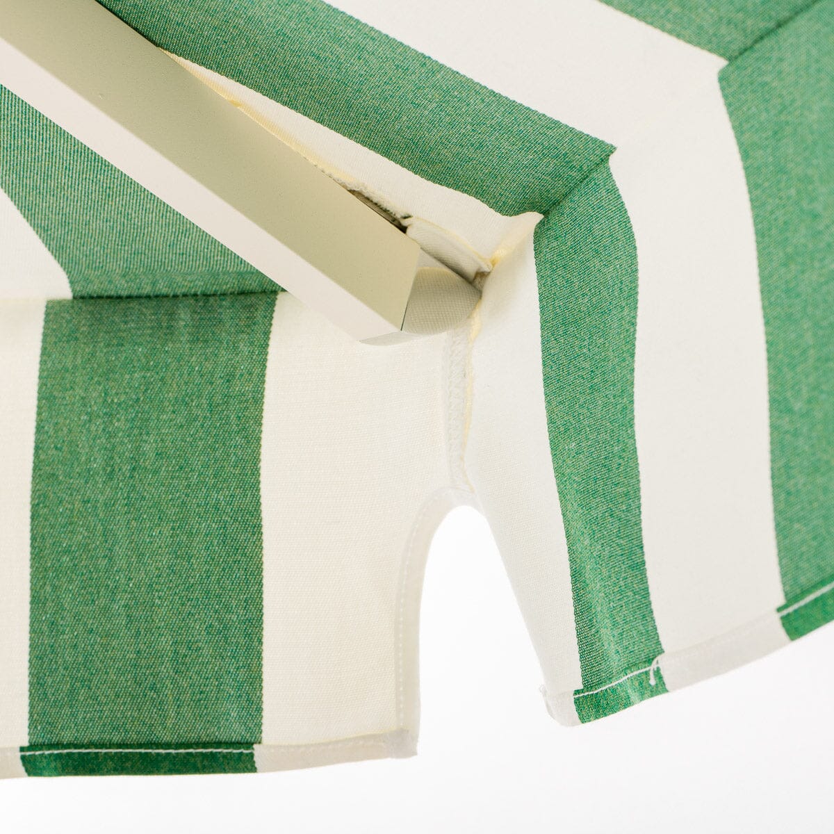 The Resort Market Umbrella in Crew Canyon Green Stripe | 10' Antique White Frame Bundle Business & Pleasure Co.