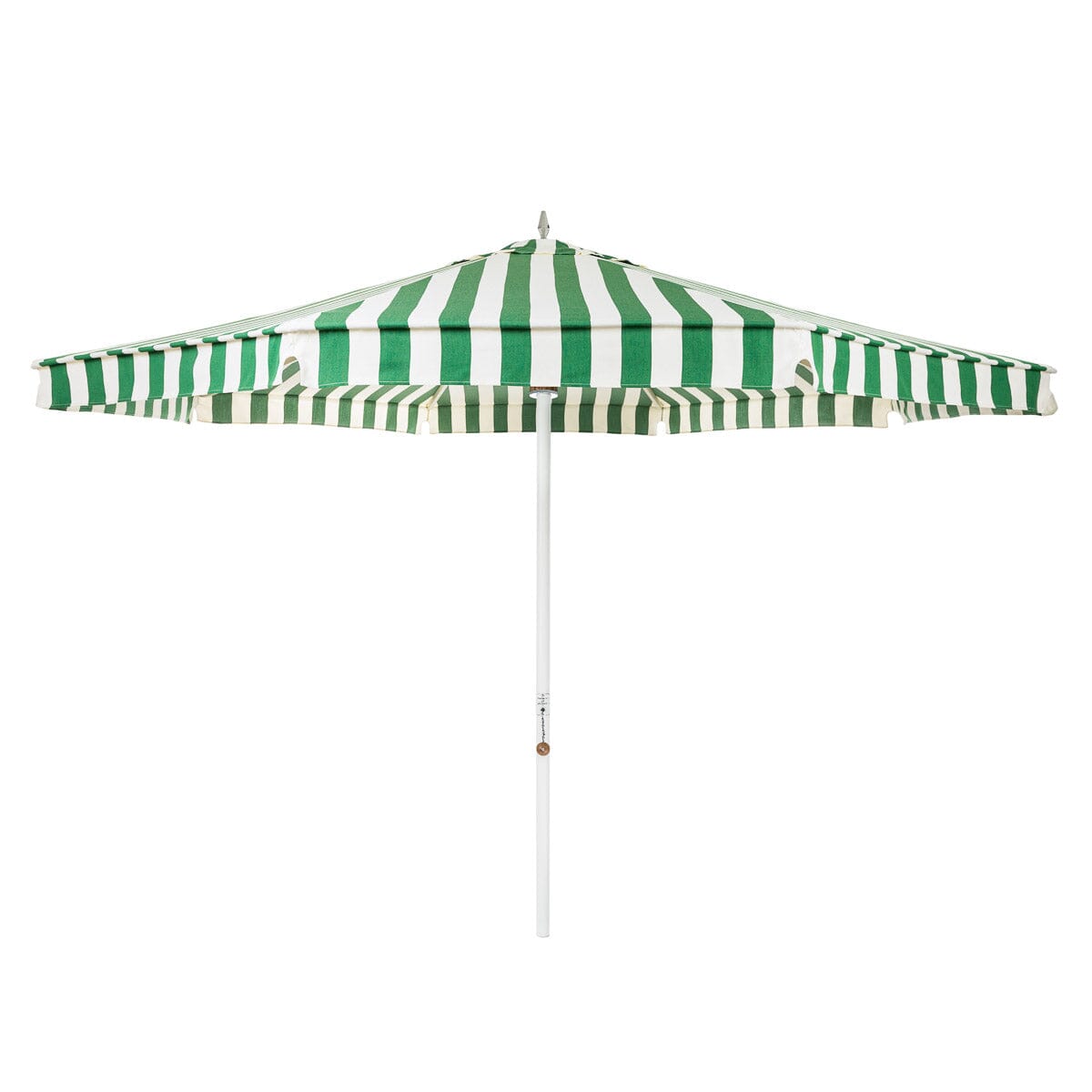 The Resort Market Umbrella in Crew Canyon Green Stripe | 12' Antique White Frame Bundle Business & Pleasure Co.