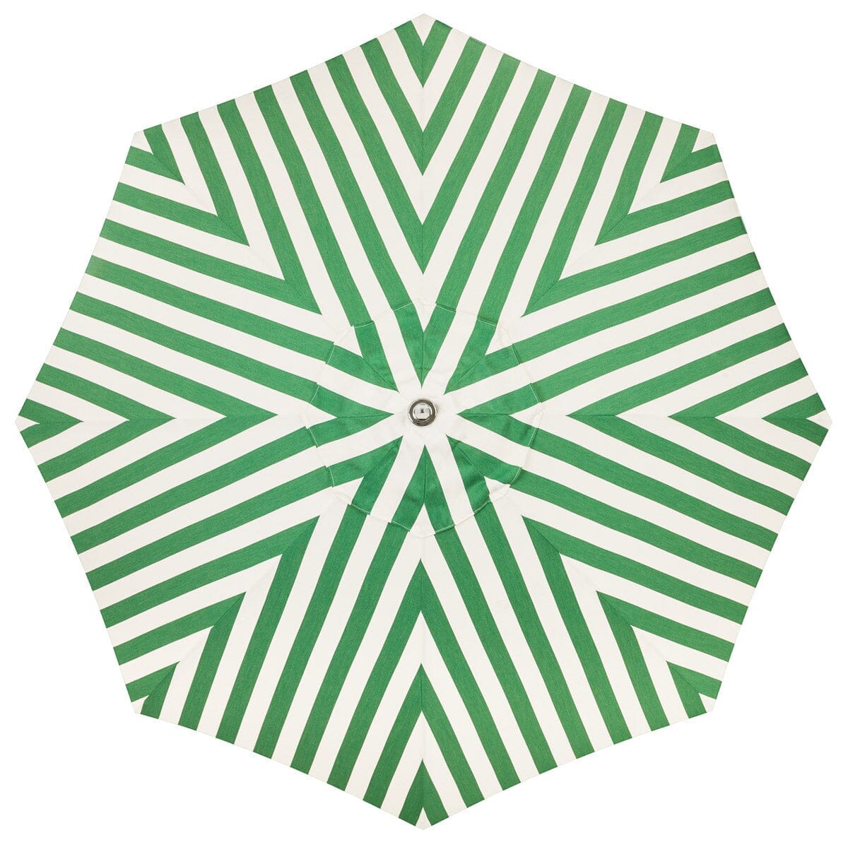 The Resort Market Umbrella in Crew Canyon Green Stripe | 12' Antique White Frame Bundle Business & Pleasure Co.