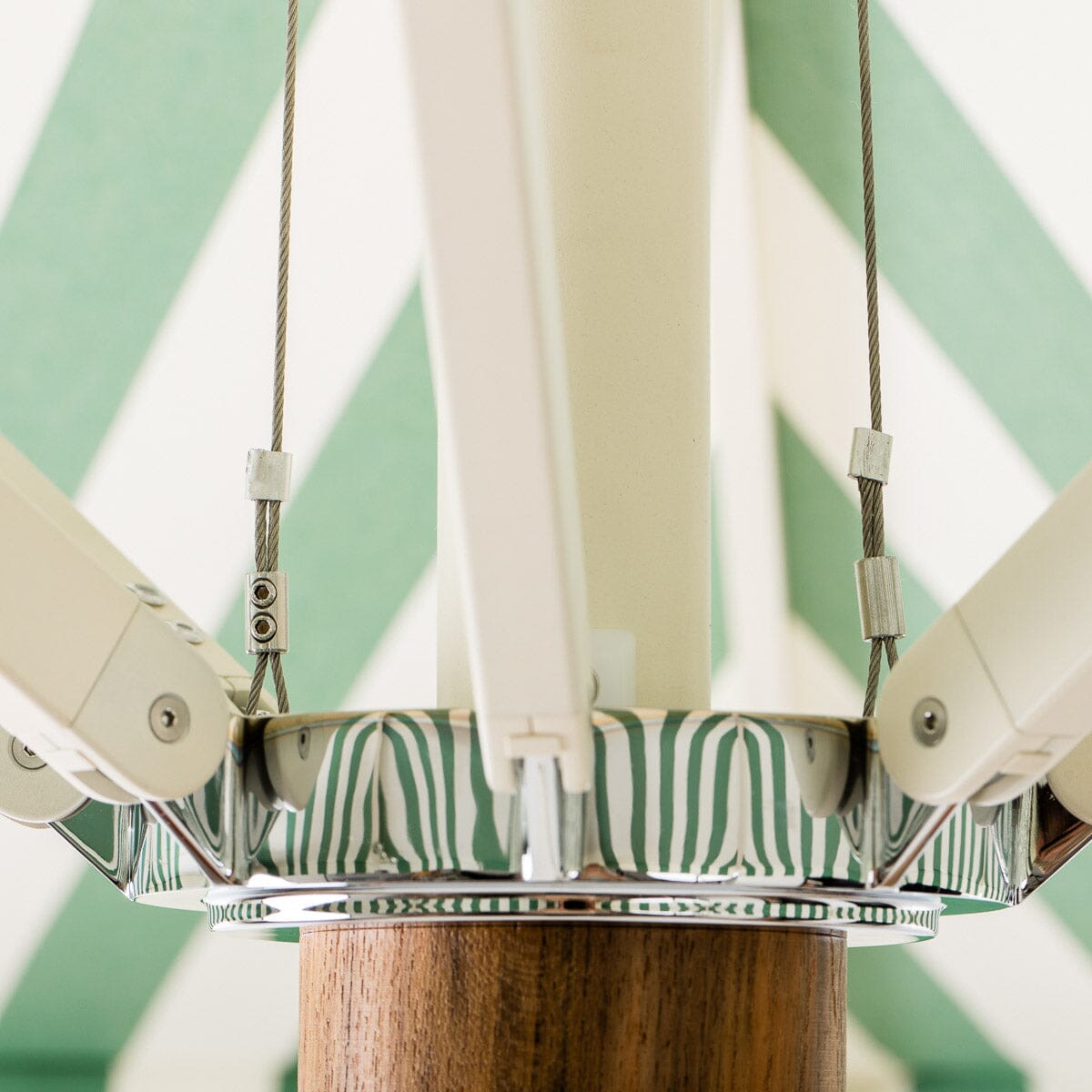 The Resort Market Umbrella in Crew Canyon Green Stripe | 12' Antique White Frame Bundle Business & Pleasure Co.