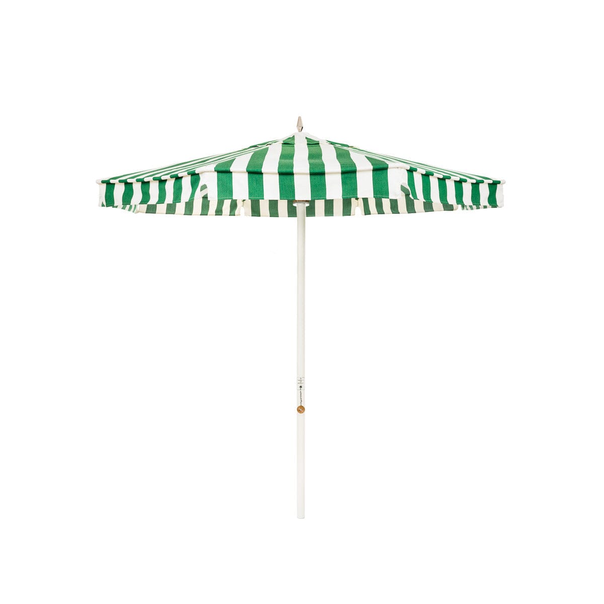 The Resort Market Umbrella in Crew Canyon Green Stripe | 8' Antique White Frame Bundle Business & Pleasure Co.