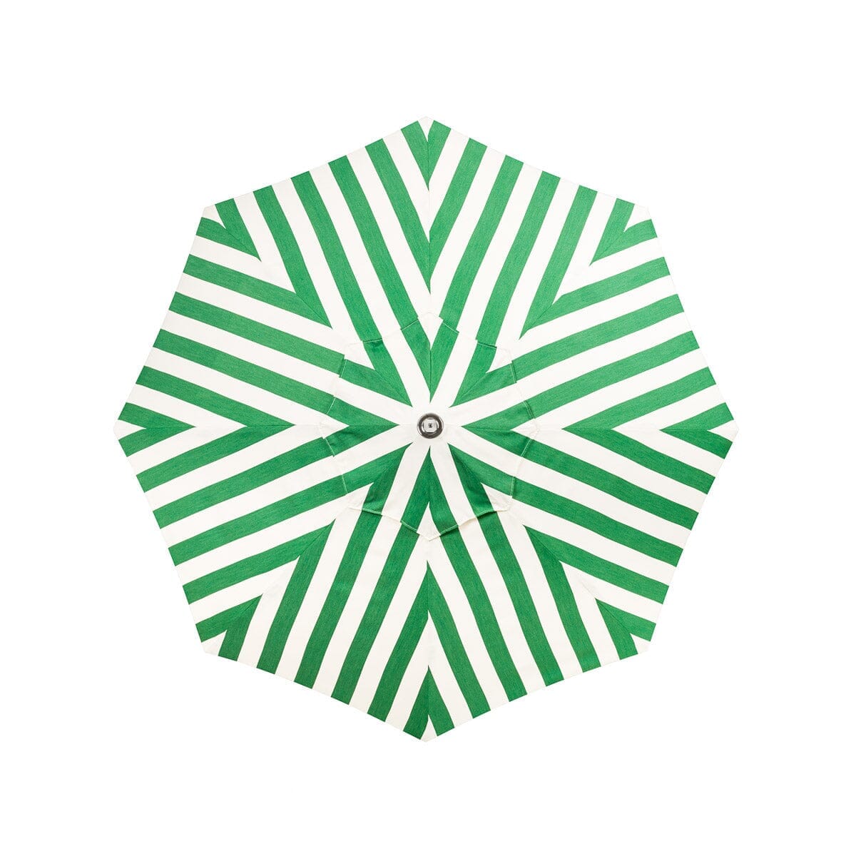 The Resort Market Umbrella in Crew Canyon Green Stripe | 8' Antique White Frame Bundle Business & Pleasure Co.