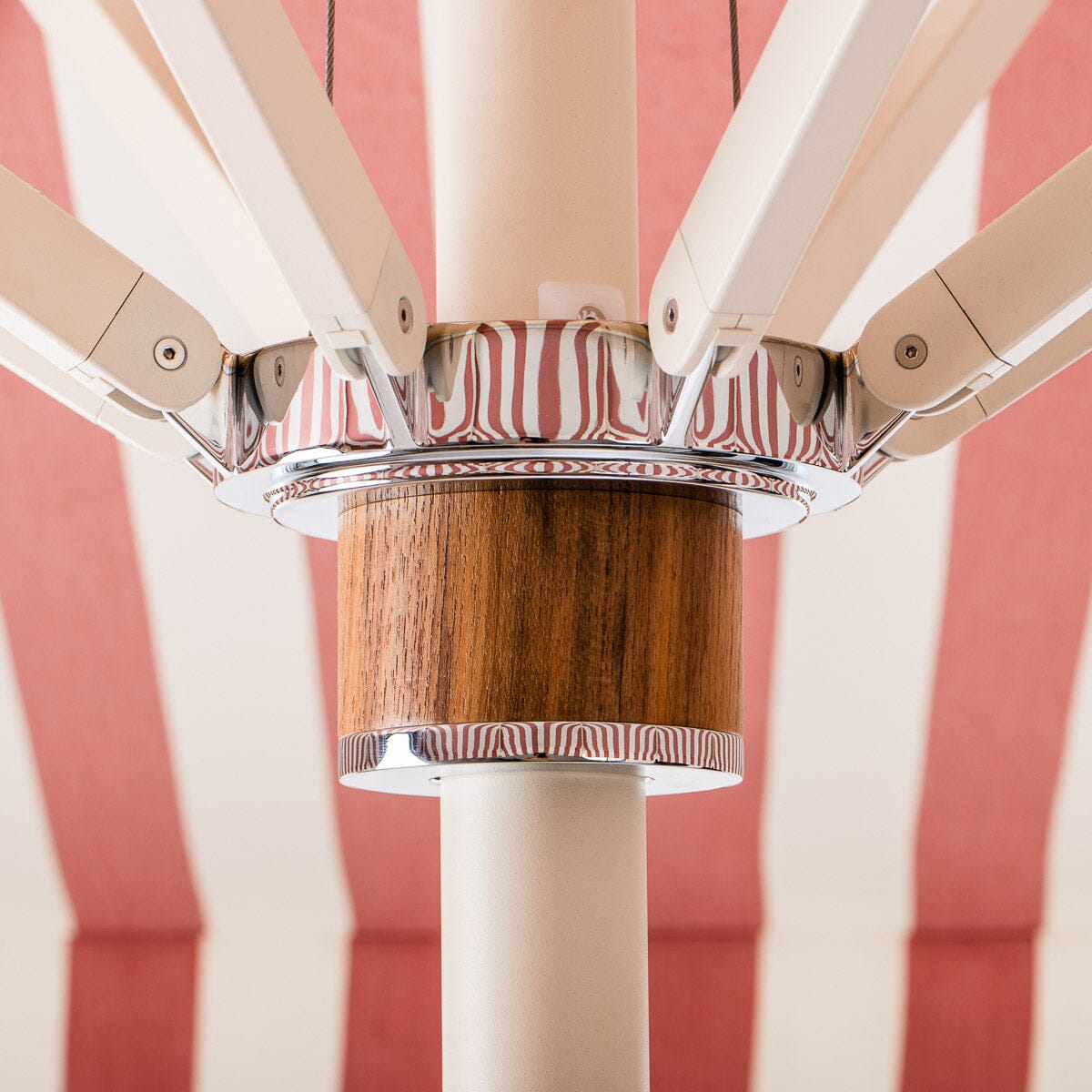The Resort Market Umbrella in Crew Le Sirenuse Stripe | 10' Antique White Frame Bundle Business & Pleasure Co.