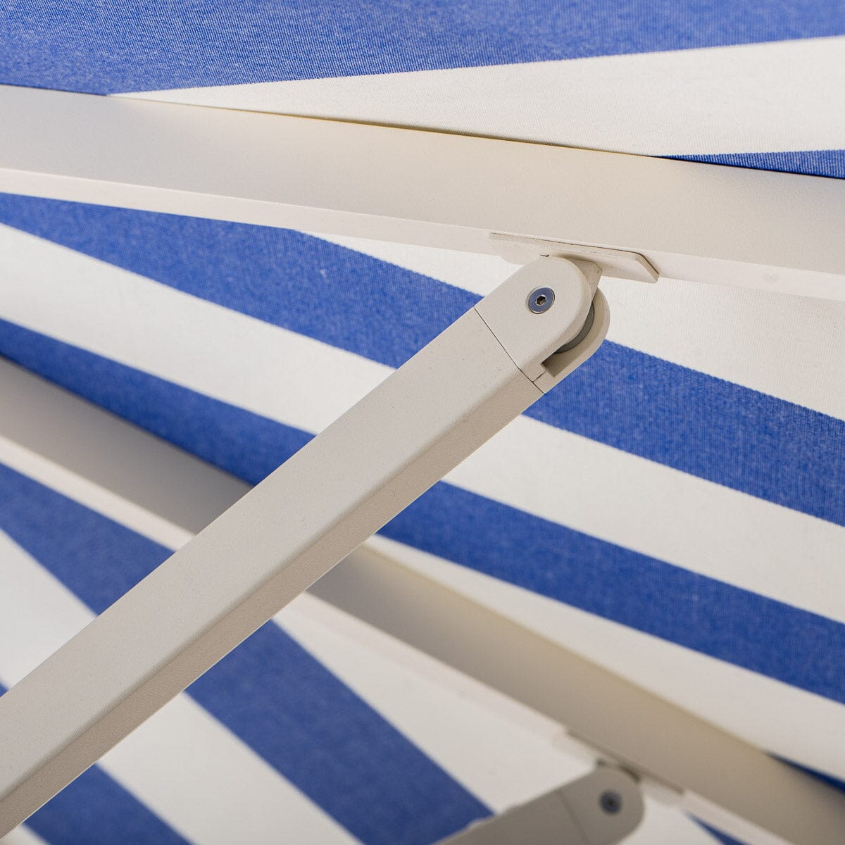 The Resort Market Umbrella in Crew Mediterranean Blue Stripe | 10' Antique White Frame Bundle Business & Pleasure Co.