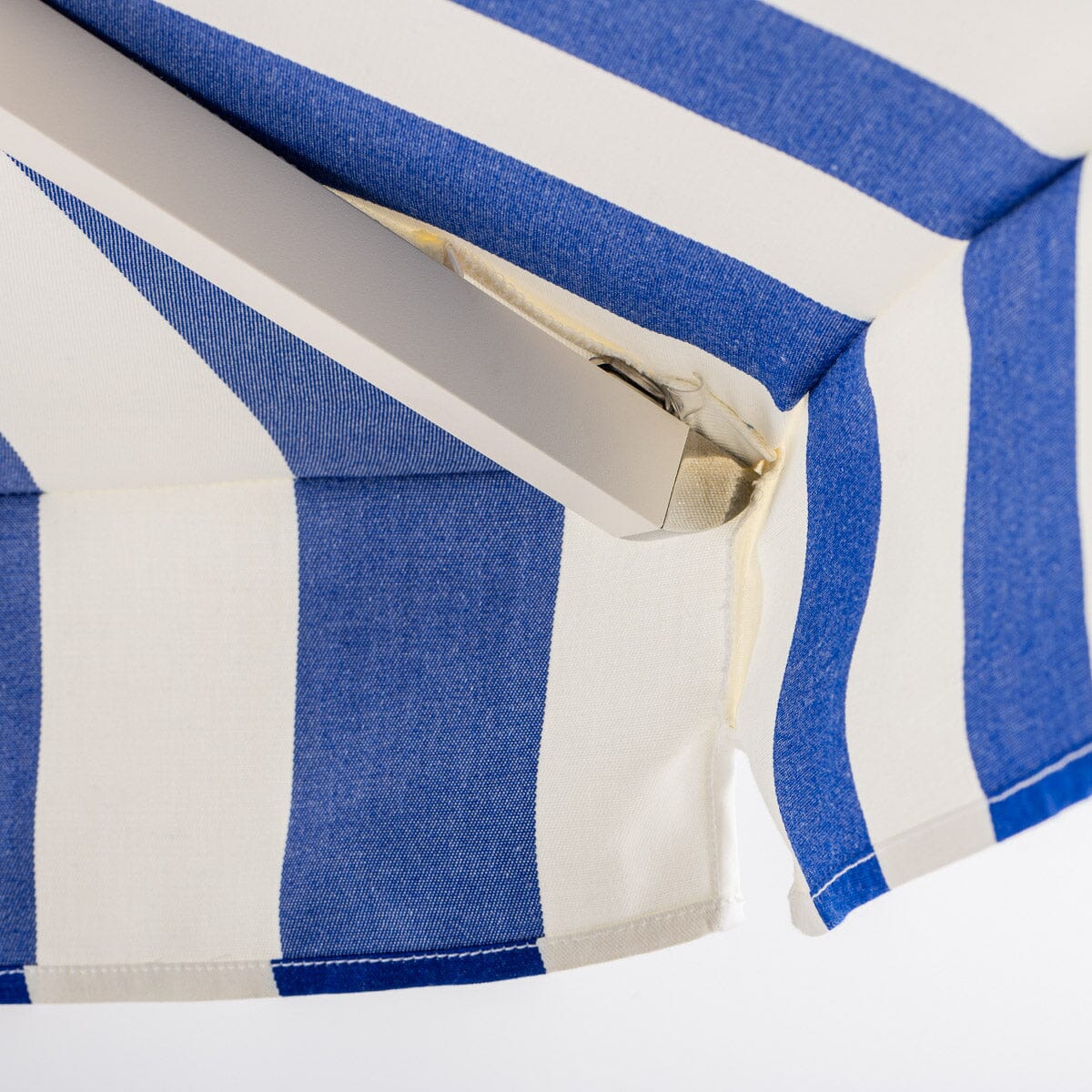 The Resort Market Umbrella in Crew Mediterranean Blue Stripe | 10' Antique White Frame Bundle Business & Pleasure Co.
