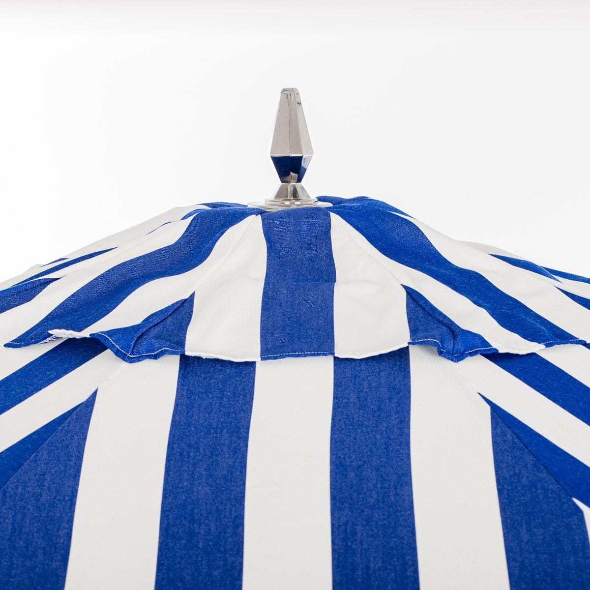 The Resort Market Umbrella in Crew Mediterranean Blue Stripe | 12' Antique White Frame Bundle Business & Pleasure Co.