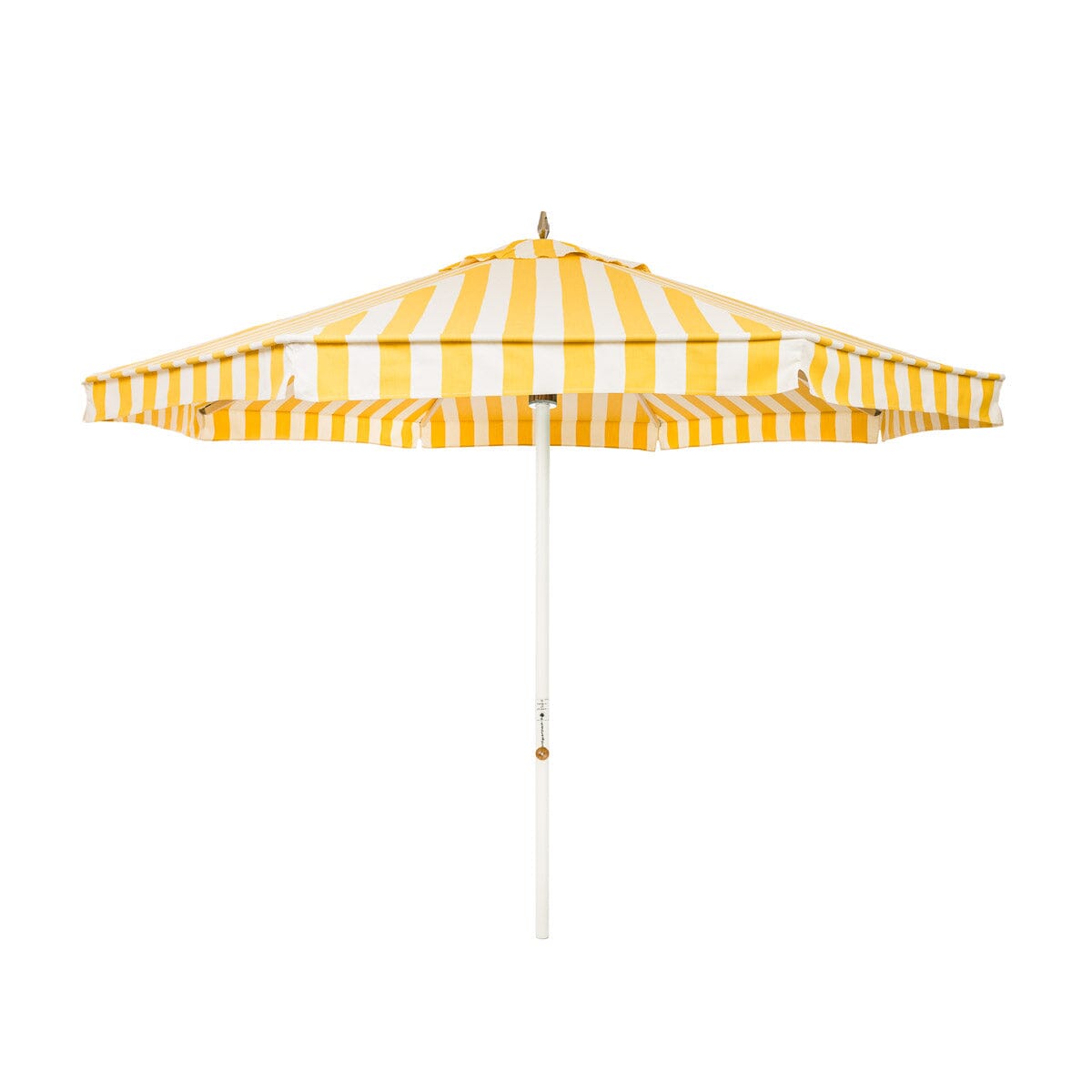 The Resort Market Umbrella in Crew Mimosa Yellow Stripe | 10' Antique White Frame Bundle Business & Pleasure Co.