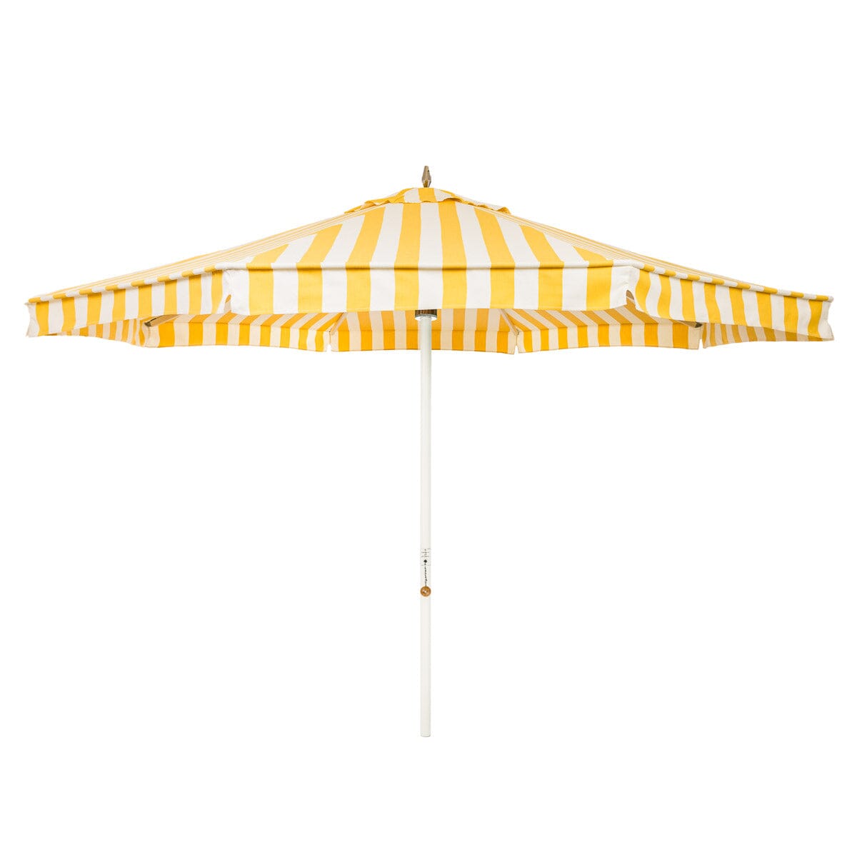 The Resort Market Umbrella in Crew Mimosa Yellow Stripe | 12' Antique White Frame Bundle Business & Pleasure Co.