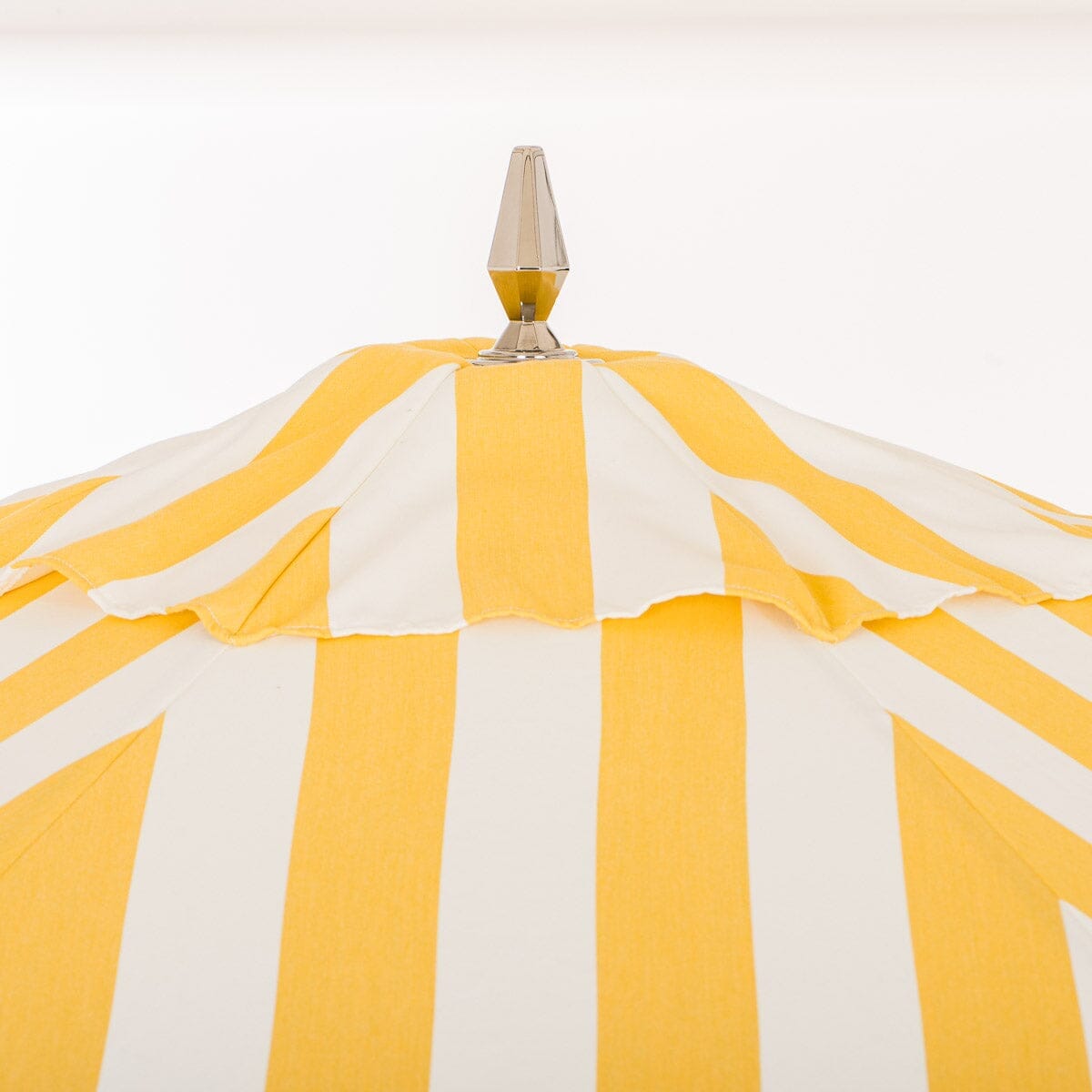 The Resort Market Umbrella in Crew Mimosa Yellow Stripe | 12' Antique White Frame Bundle Business & Pleasure Co.