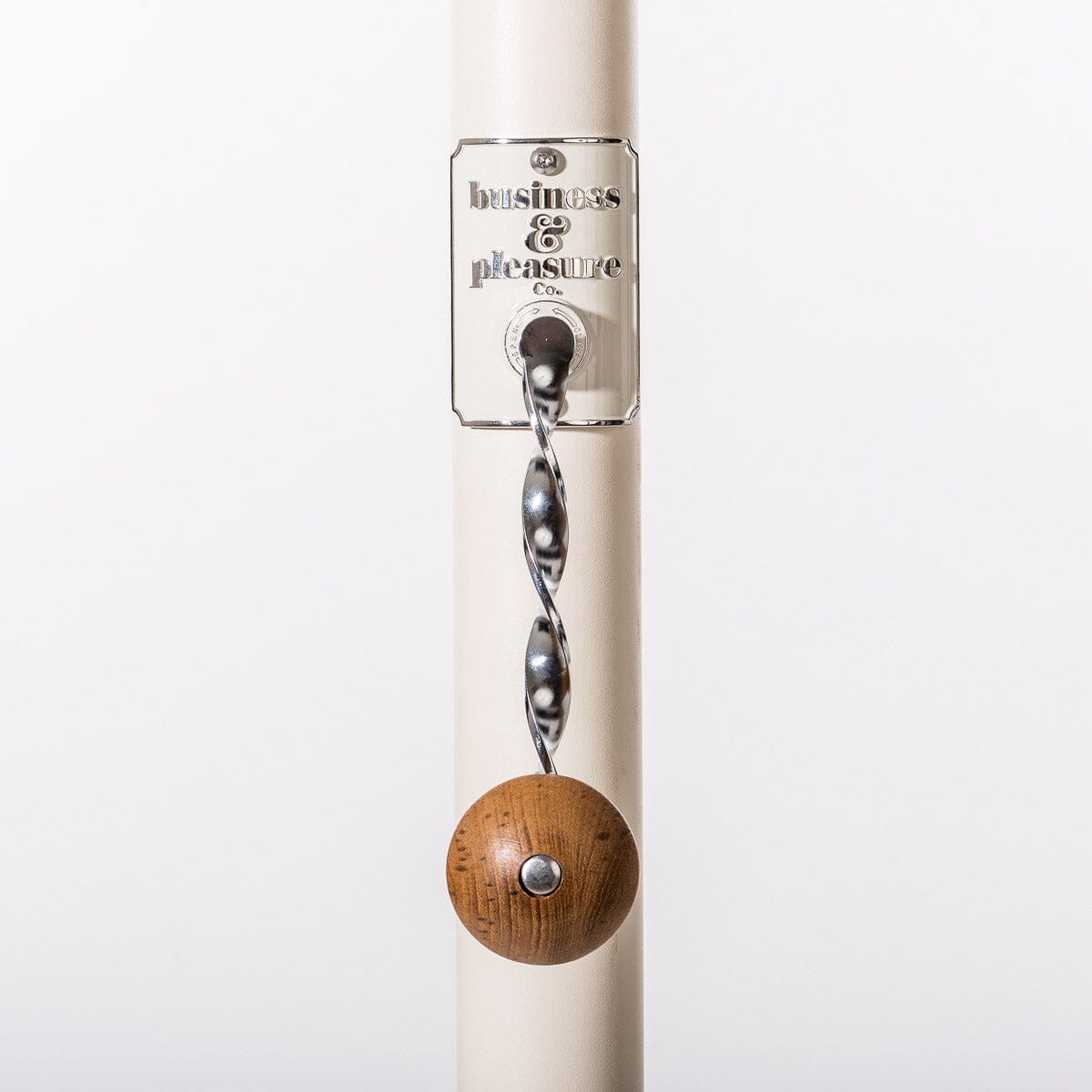 The Resort Market Umbrella in Crew Mimosa Yellow Stripe | 12' Antique White Frame Bundle Business & Pleasure Co.