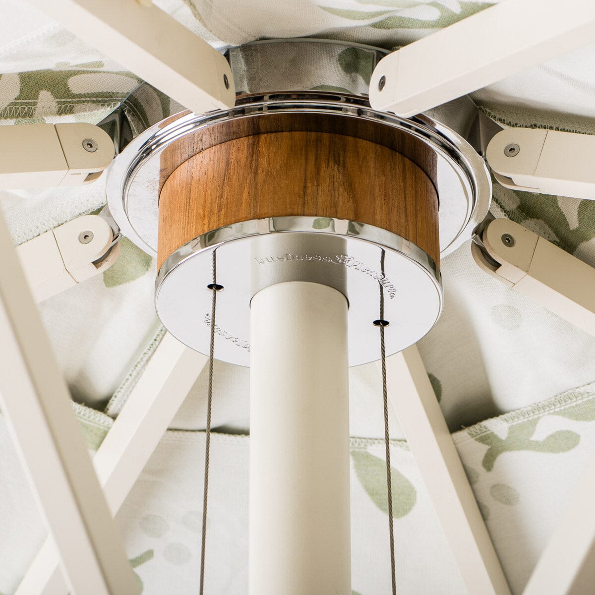 The Resort Market Umbrella in Casa Seaglass Jade Green | 10' Antique White Frame Bundle Business & Pleasure Co.