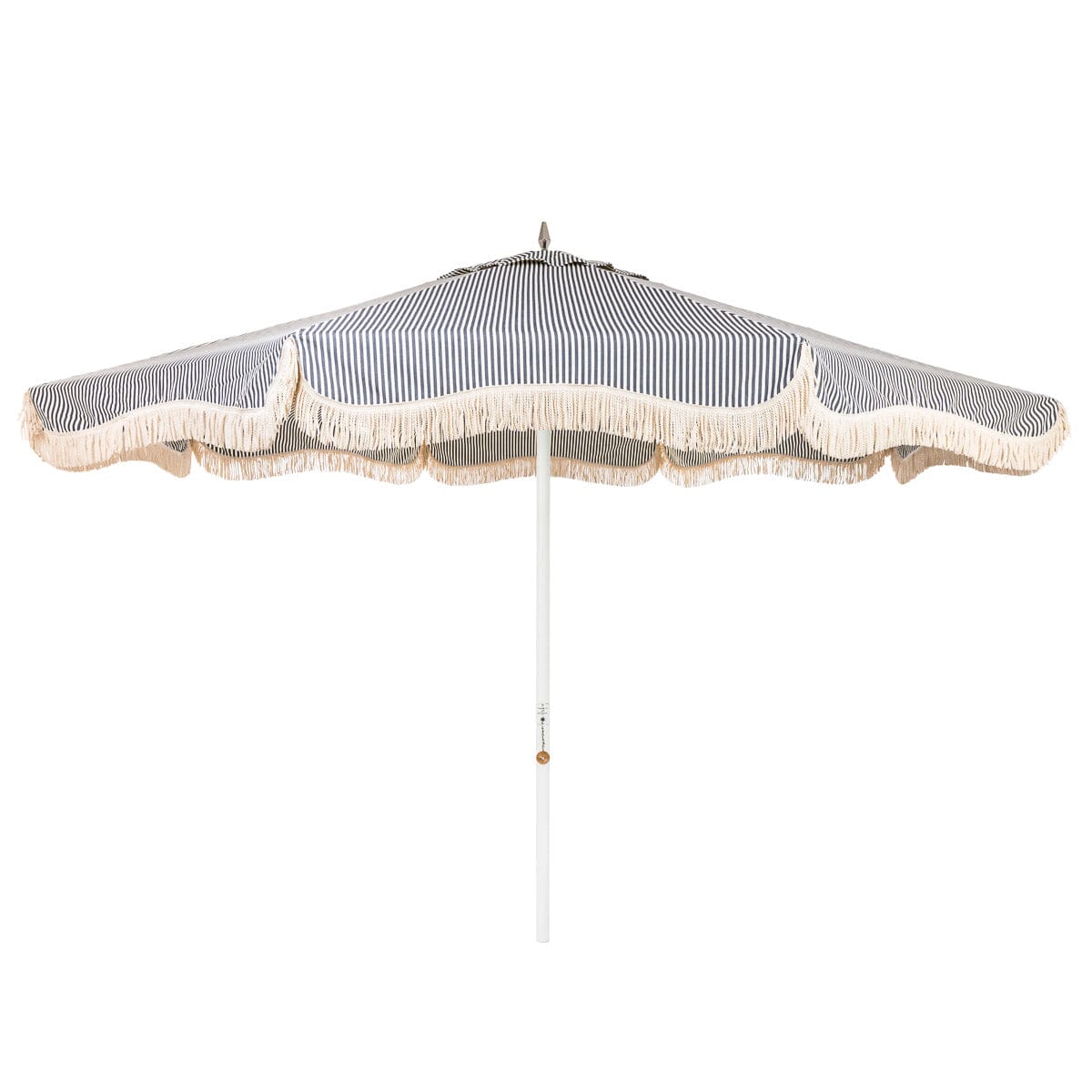 The Resort Market Umbrella in Lauren's Navy Stripe | 12' Antique White Frame Bundle Business & Pleasure Co.