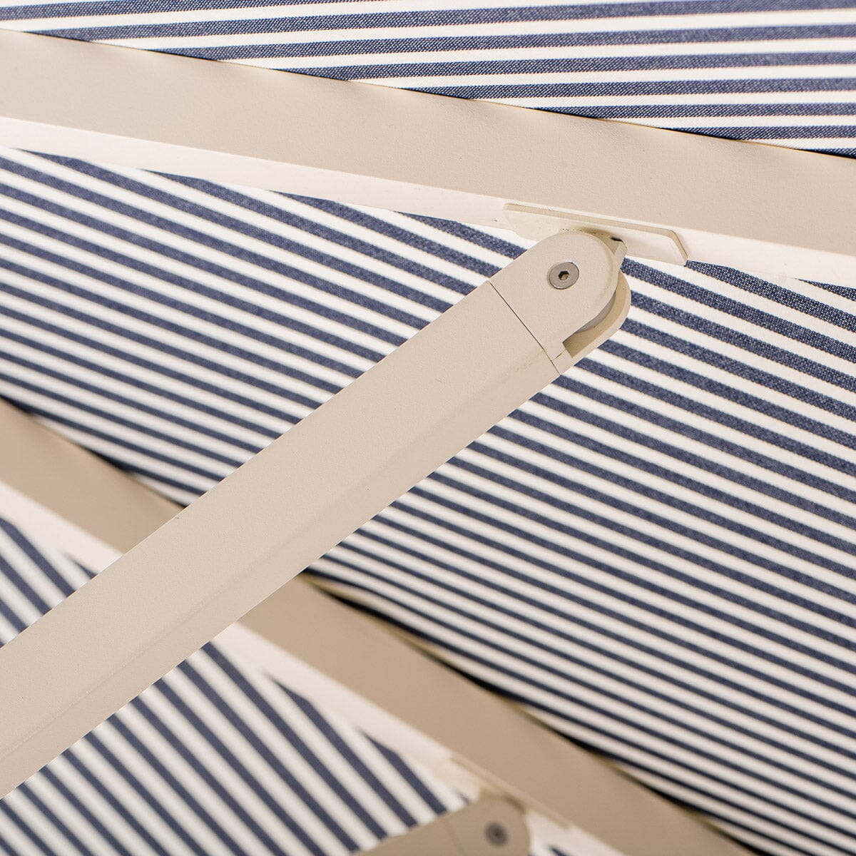 The Resort Market Umbrella in Lauren's Navy Stripe | 12' Antique White Frame Bundle Business & Pleasure Co.