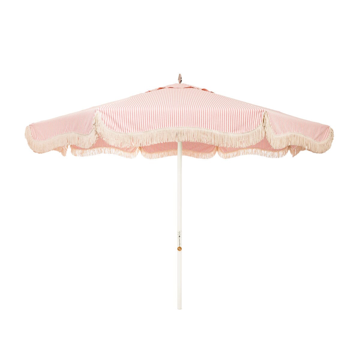 The Resort Market Umbrella in Lauren's Pink Stripe | 10' Antique White Frame Bundle Business & Pleasure Co.