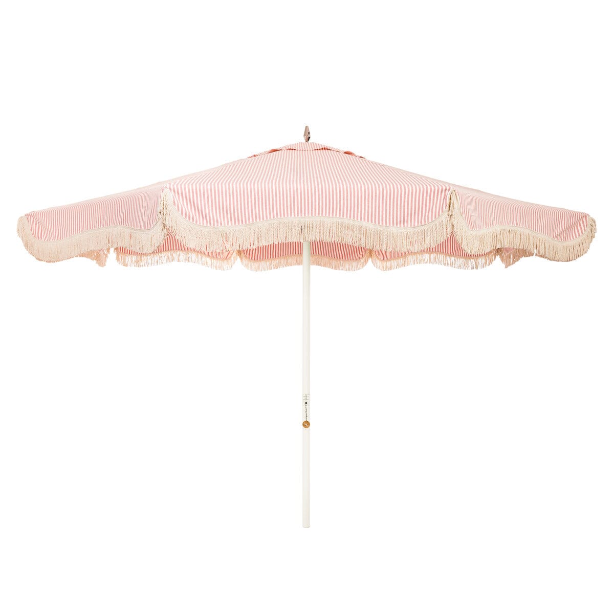 The Resort Market Umbrella in Lauren's Pink Stripe | 12' Antique White Frame Bundle Business & Pleasure Co.