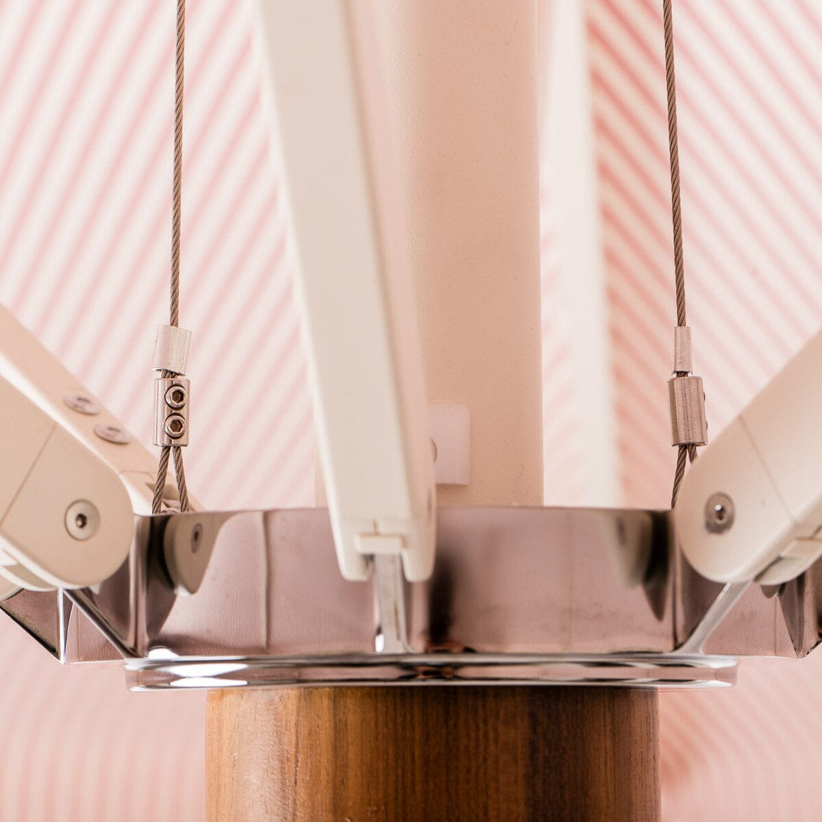 The Resort Market Umbrella in Lauren's Pink Stripe | 12' Antique White Frame Bundle Business & Pleasure Co.
