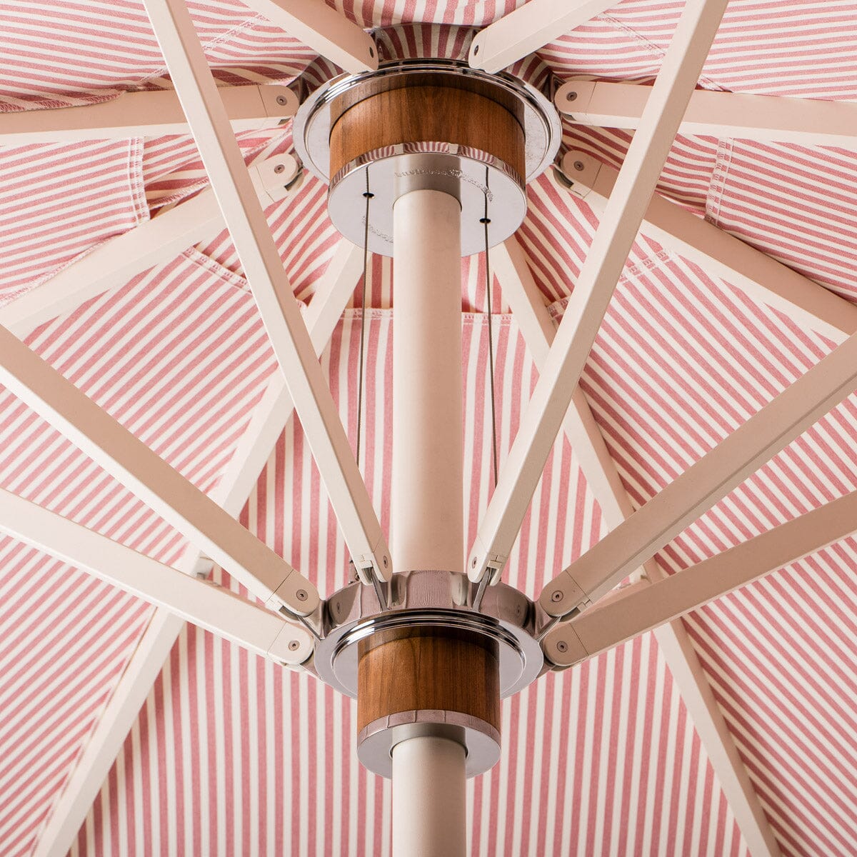 The Resort Market Umbrella in Lauren's Pink Stripe | 8' Antique White Frame Bundle Business & Pleasure Co.