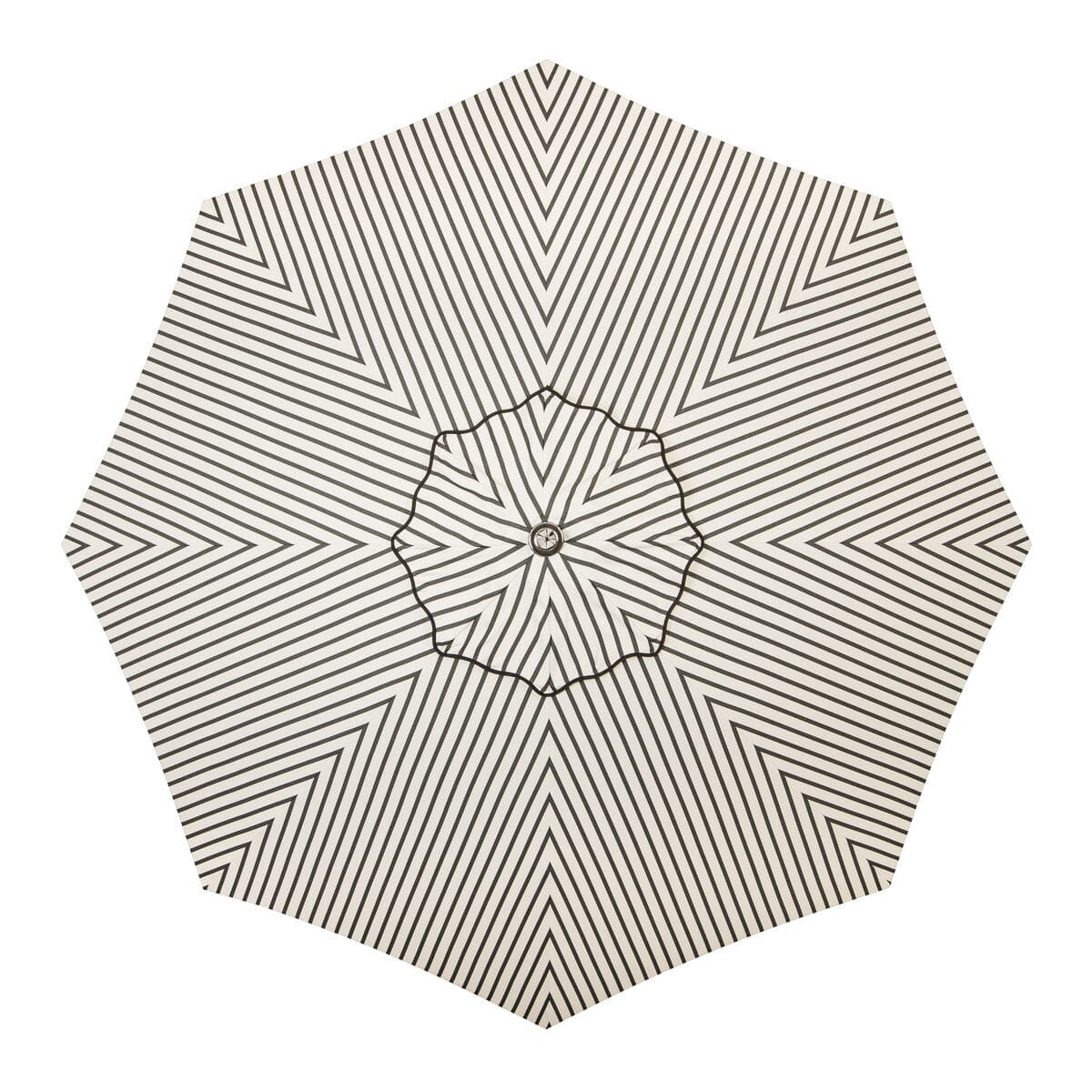 The Resort Market Umbrella in Monaco Black Stripe | 10' Antique White Frame Bundle Business & Pleasure Co.