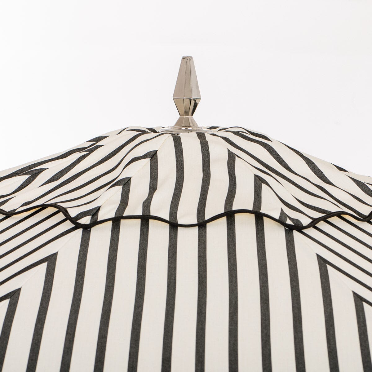 The Resort Market Umbrella in Monaco Black Stripe | 10' Antique White Frame Bundle Business & Pleasure Co.