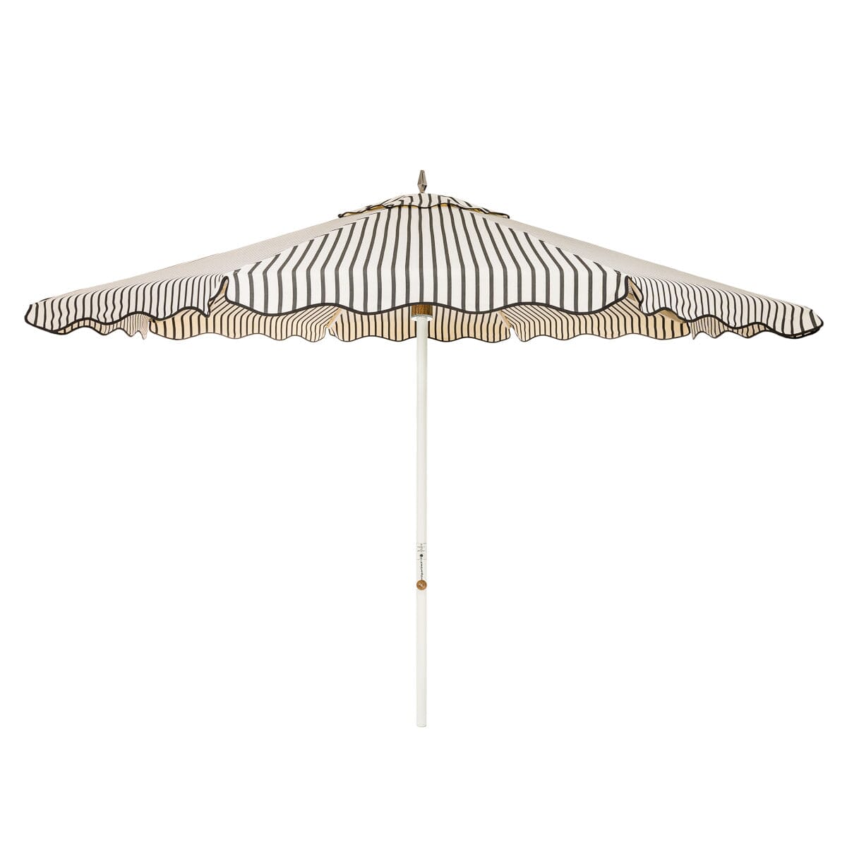 The Resort Market Umbrella in Monaco Black Stripe | 12' Antique White Frame Bundle Business & Pleasure Co.