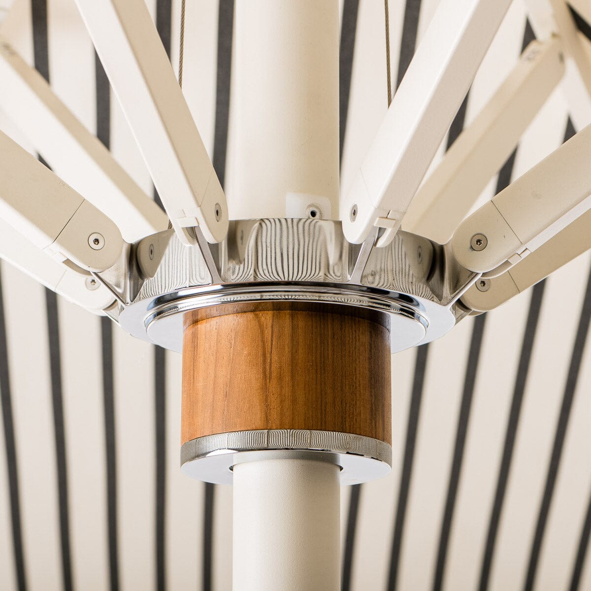 The Resort Market Umbrella in Monaco Black Stripe | 12' Antique White Frame Bundle Business & Pleasure Co.