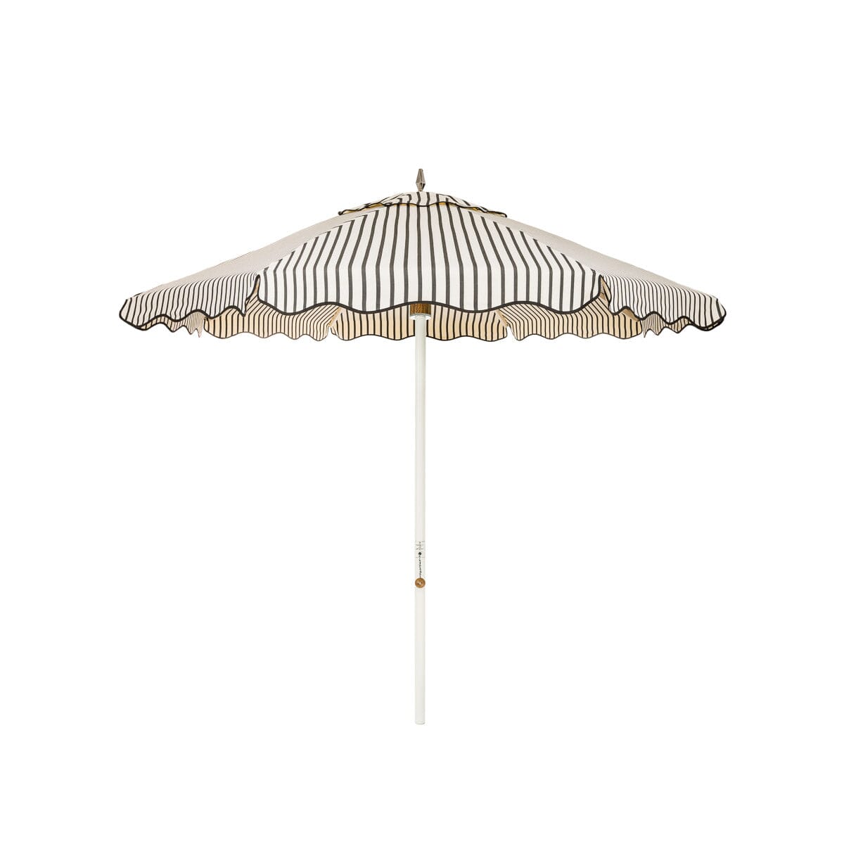 The Resort Market Umbrella in Monaco Black Stripe | 8' Antique White Frame Bundle Business & Pleasure Co.