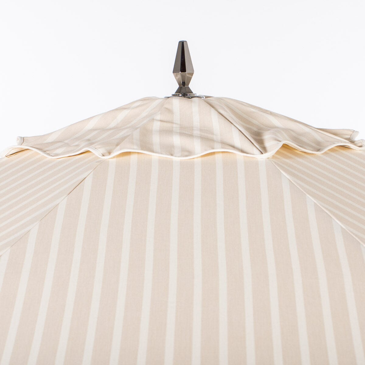 The Resort Market Umbrella in Monaco Natural Stripe | 10' Transfer Teak Frame Resort Market Umbrella Business & Pleasure Co.