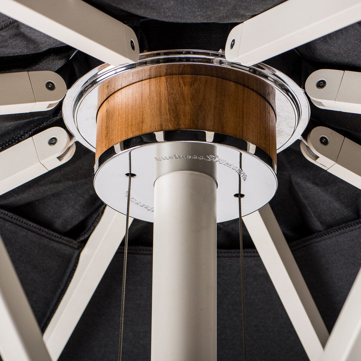 The Resort Market Umbrella in Rivie Black | 10' Antique White Frame Bundle Business & Pleasure Co.