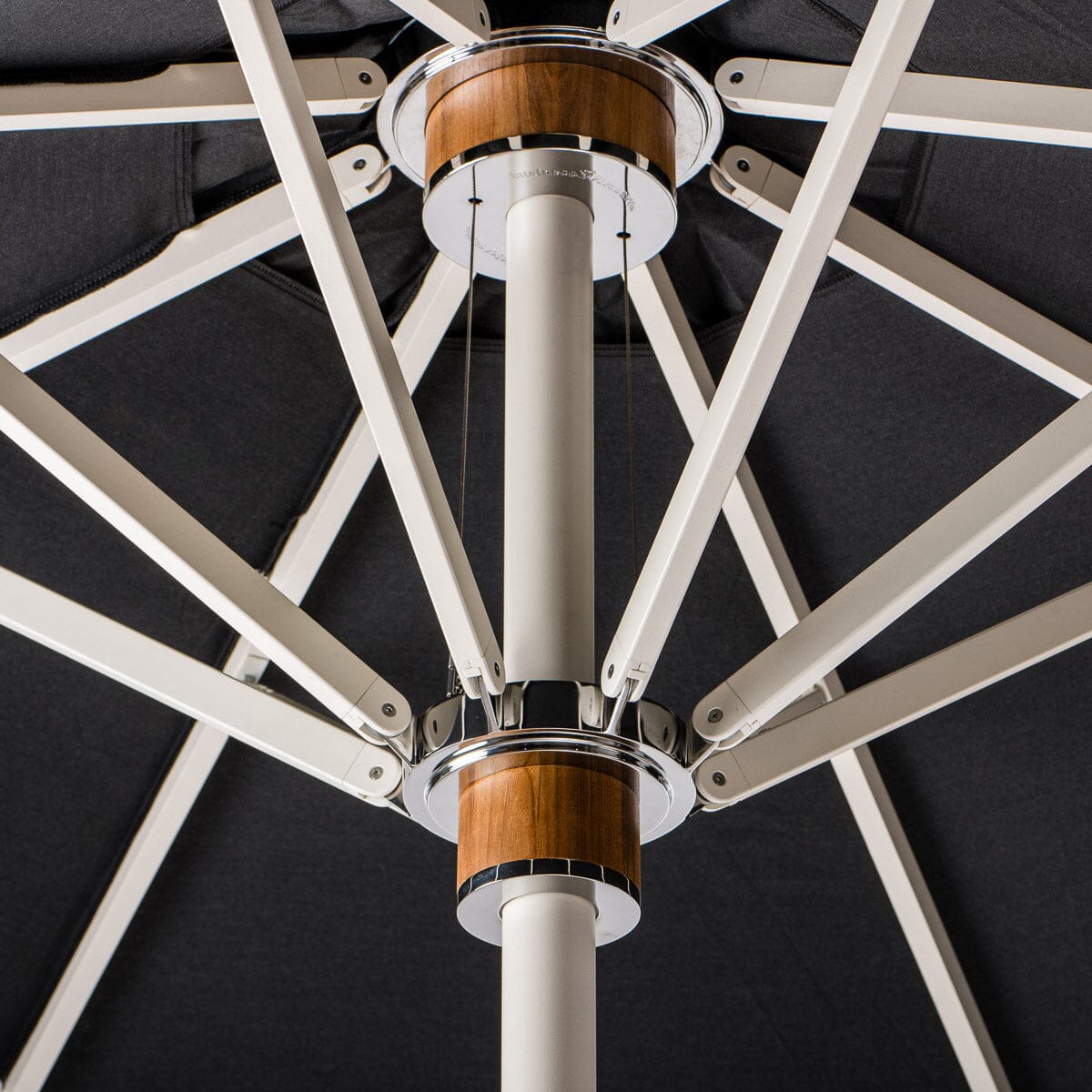 The Resort Market Umbrella in Rivie Black | 12' Antique White Frame Bundle Business & Pleasure Co.