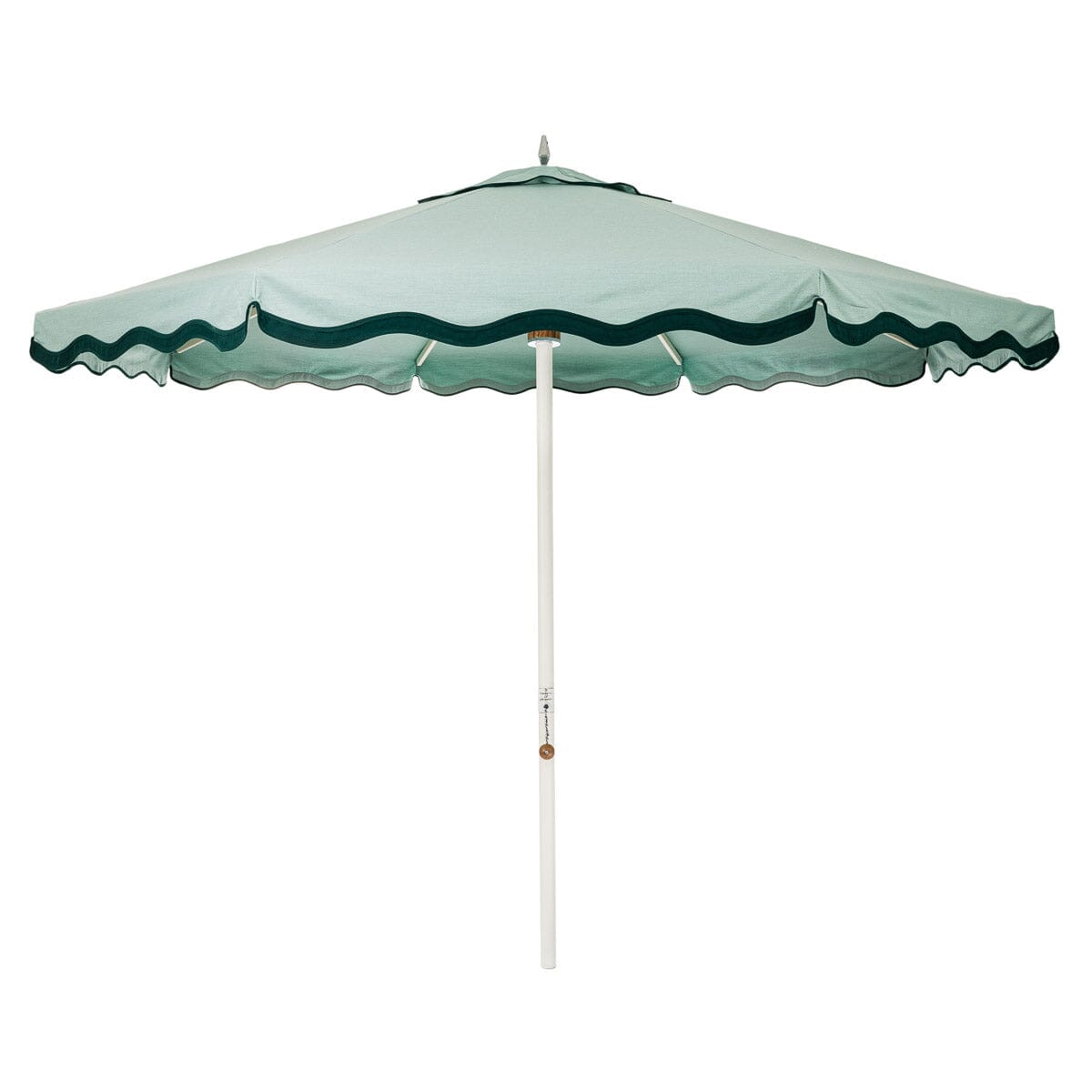 The Resort Market Umbrella in Rivie Green | 10' Antique White Frame Bundle Business & Pleasure Co.