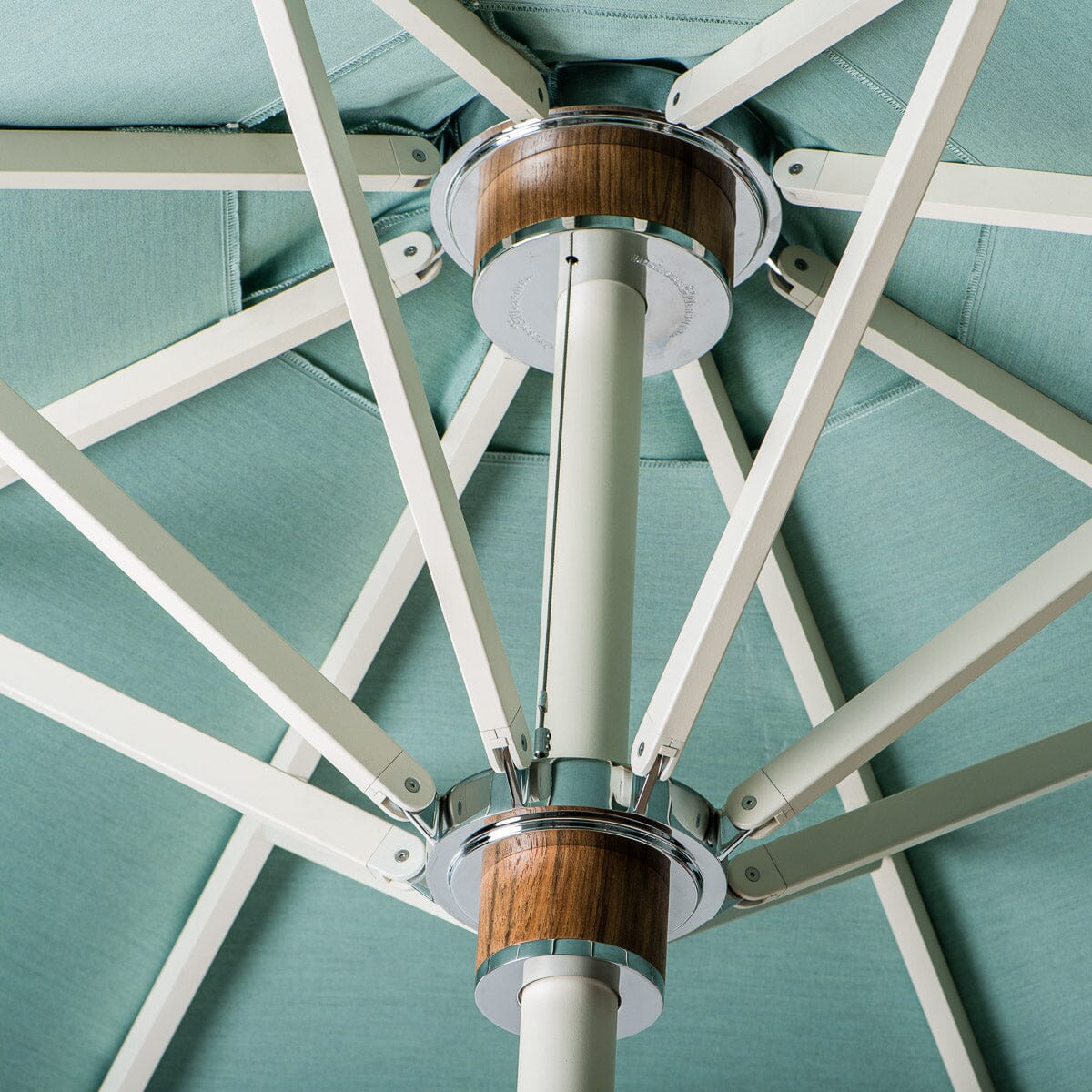 The Resort Market Umbrella in Rivie Green | 10' Antique White Frame Bundle Business & Pleasure Co.